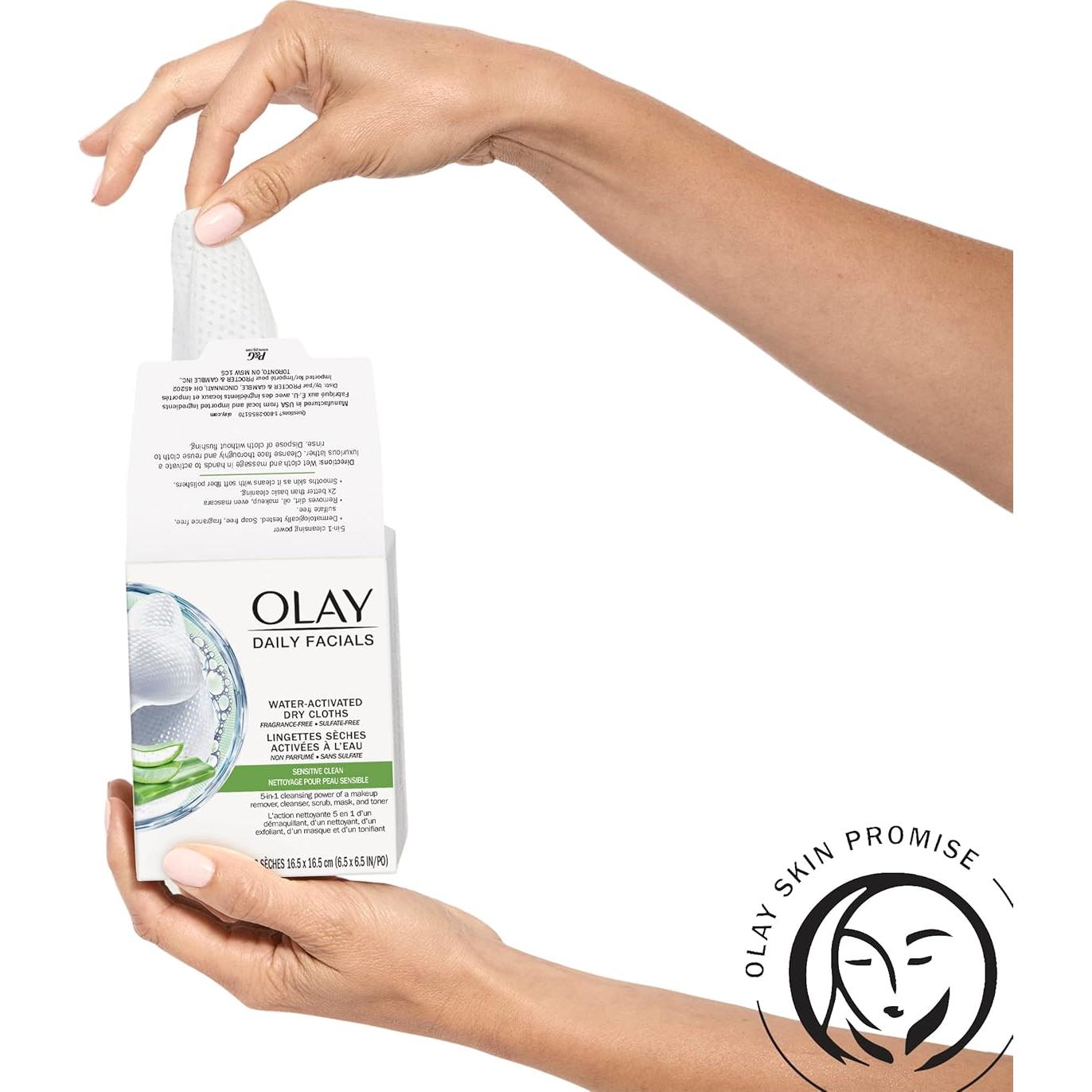 Toallitas Faciales Diarias Olay 4-en-1 Sensibles 33 ct