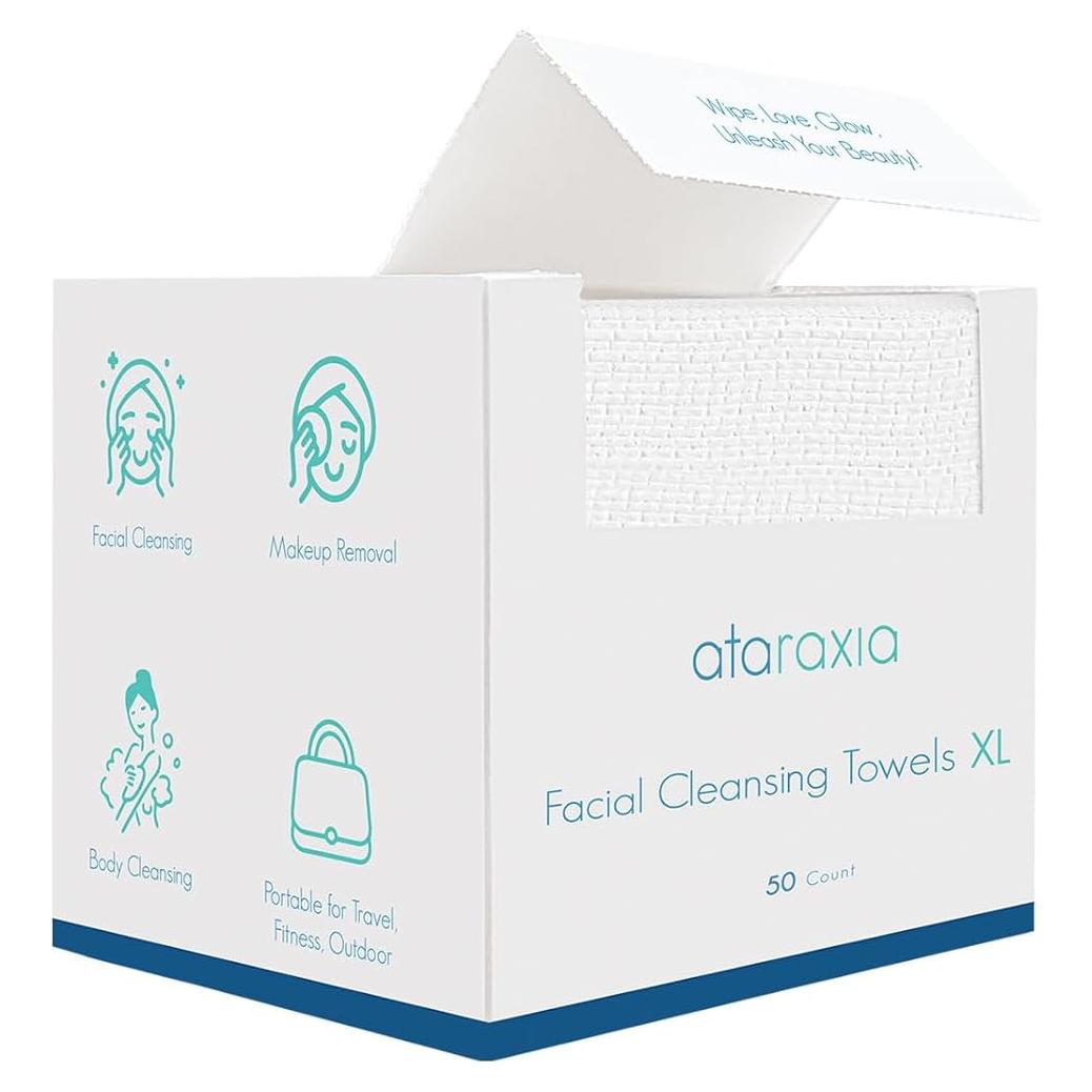 Toallas Desechables Faciales Ataraxia XL 50 Unidades 100% Algodón