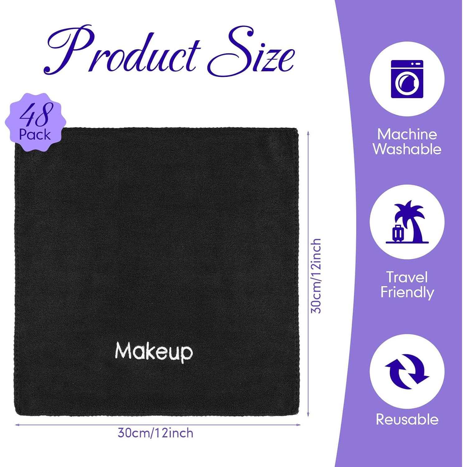 Toallas de Maquillaje Macarrie 48 Pcs Microfibra 30x30 cm Negras