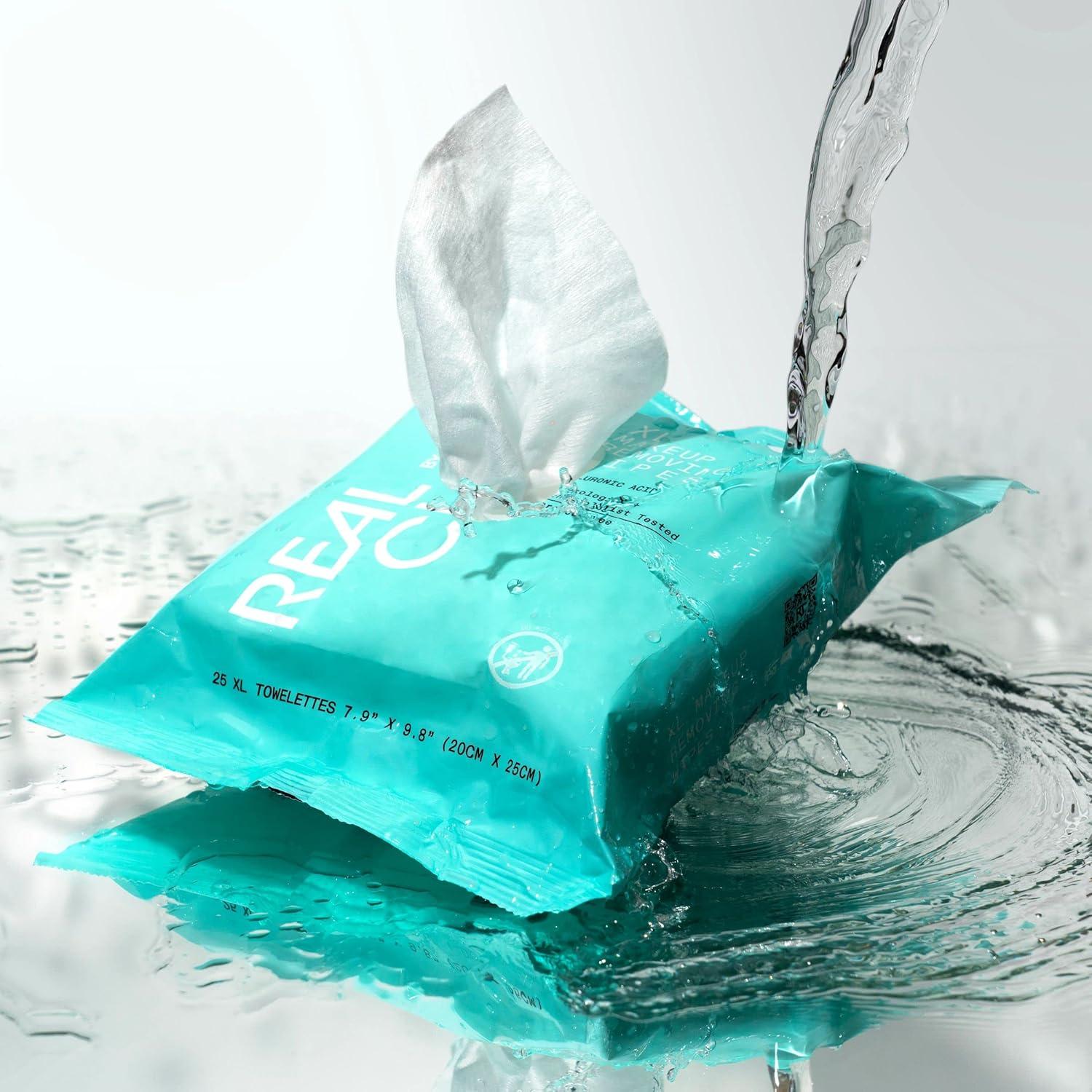 Toallitas Faciales XL Real Techniques con Ácido Hialurónico - 25 Unidades