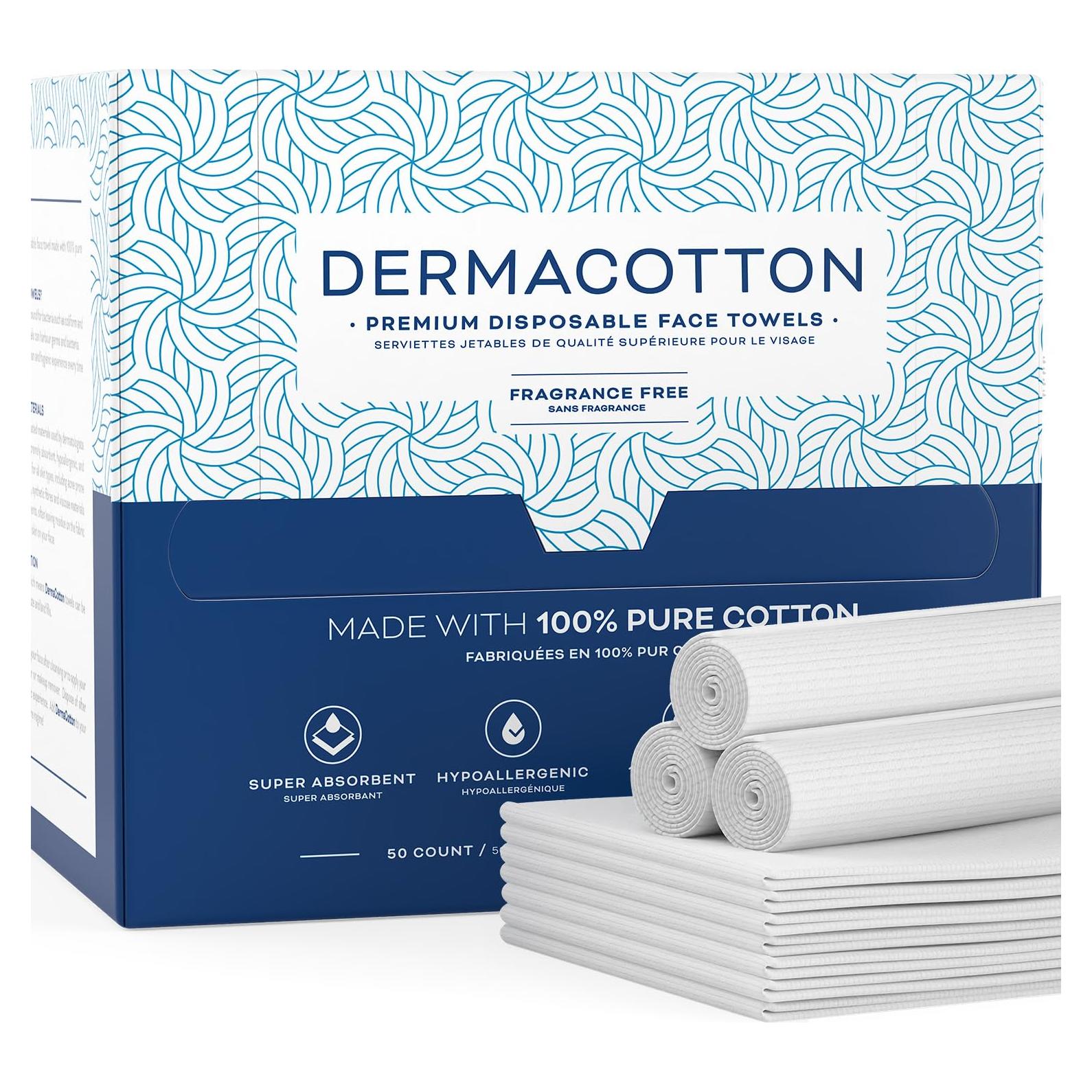 Toallas Faciales Desechables Dermacotton - 50 Unidades Hipoalergénicas