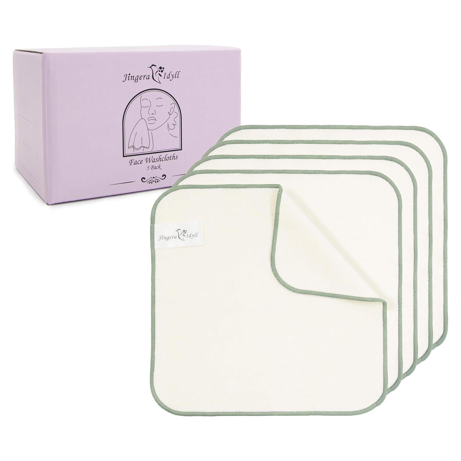 Paño de Lavado Facial Jingera & Idyll Ultra Suave - 5 Unidades