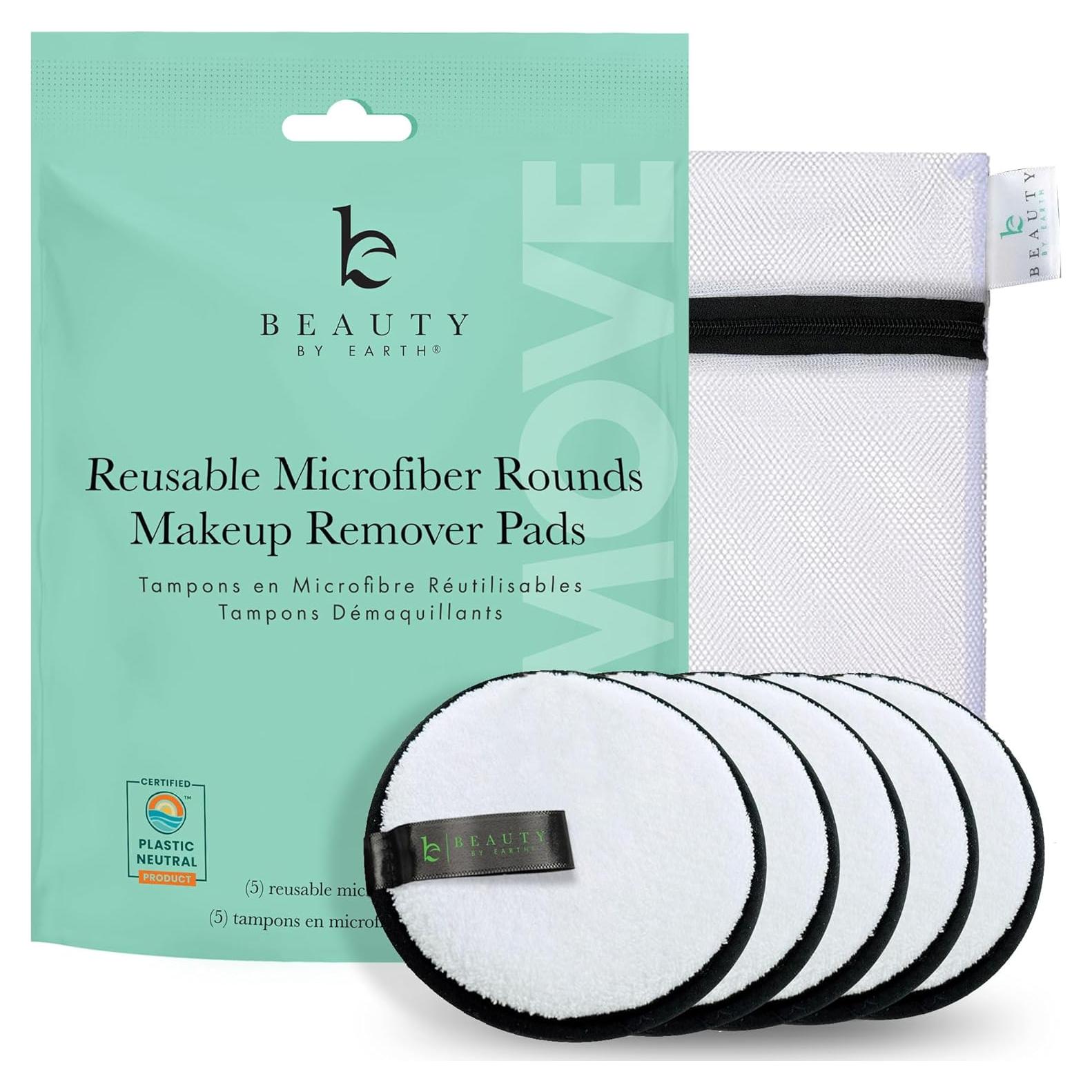 Discos Desmaquillantes Reutilizables Beauty by Earth - 5 Paños Microfibra Grandes