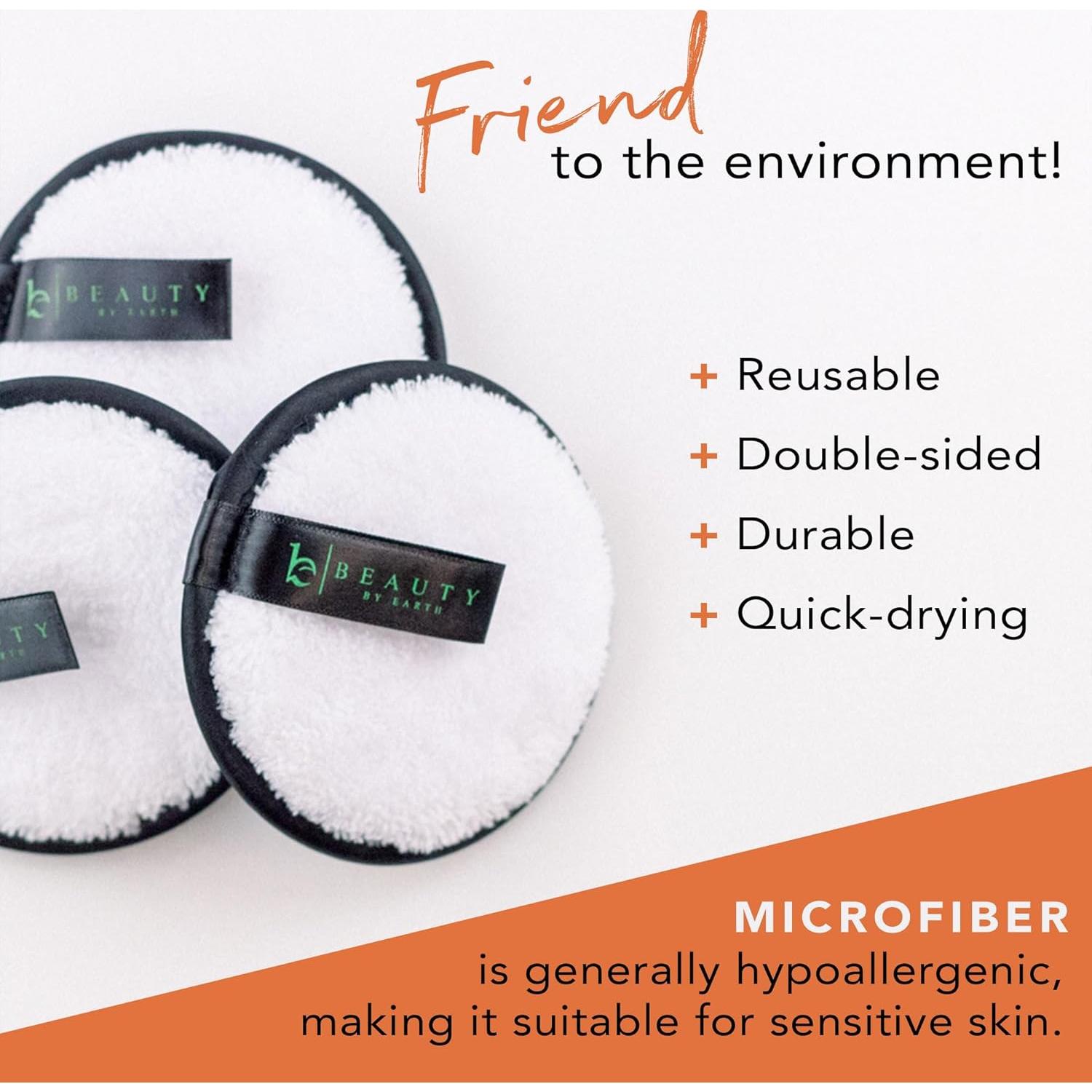 Discos Desmaquillantes Reutilizables Beauty by Earth - 5 Paños Microfibra Grandes
