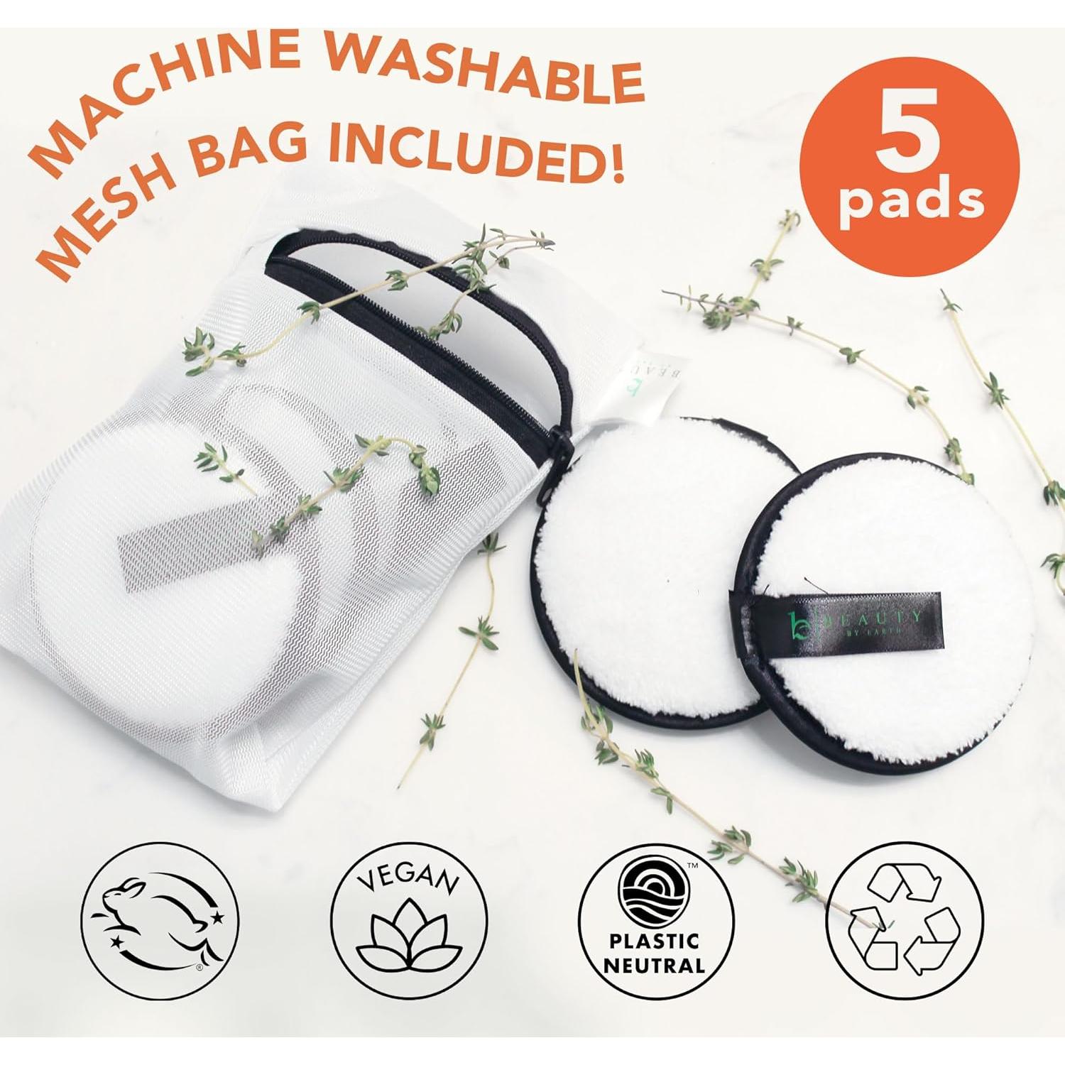 Discos Desmaquillantes Reutilizables Beauty by Earth - 5 Paños Microfibra Grandes