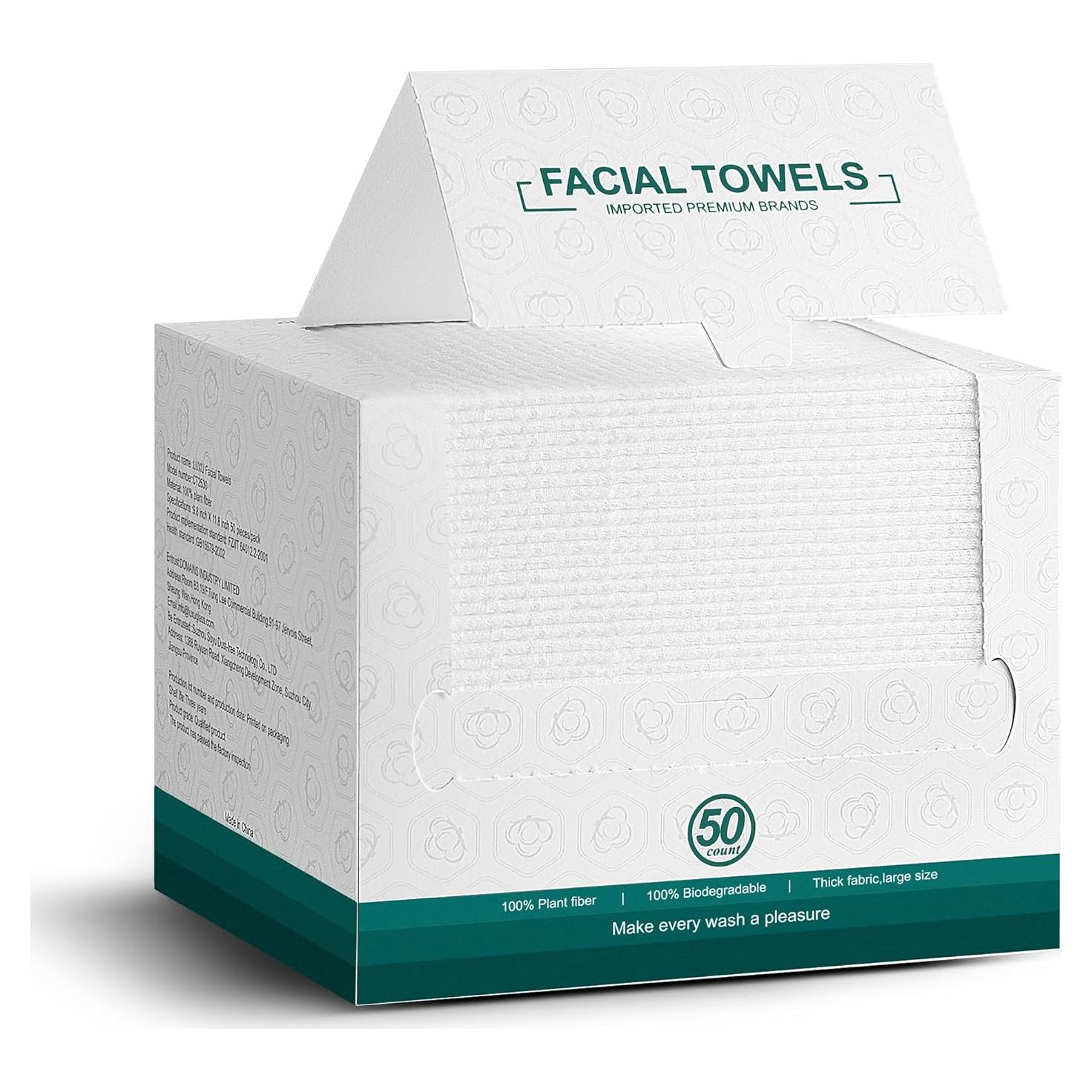 Toallas Faciales Desechables LUXU 50 Unidades 20.1x30.5 cm