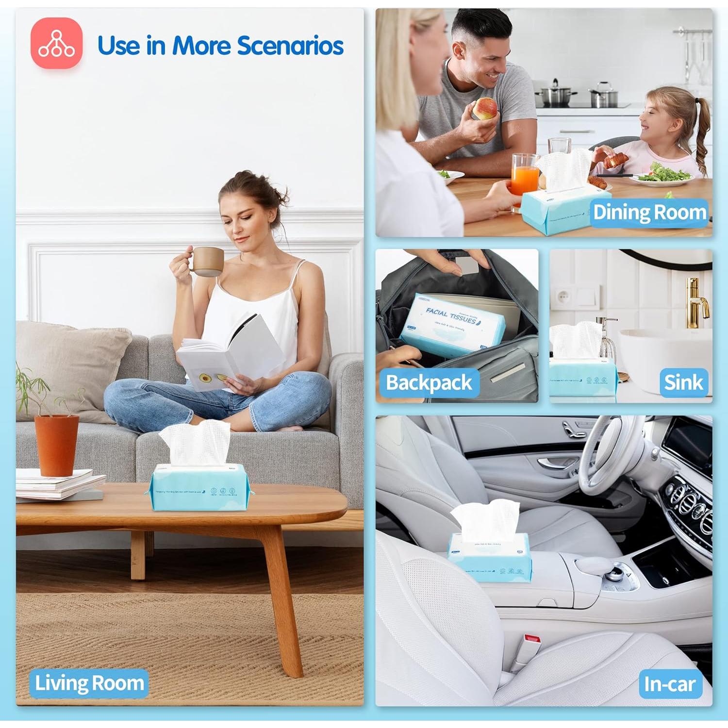 Toallas Faciales Desechables HOMERHYME 600 Hojas Biodegradables