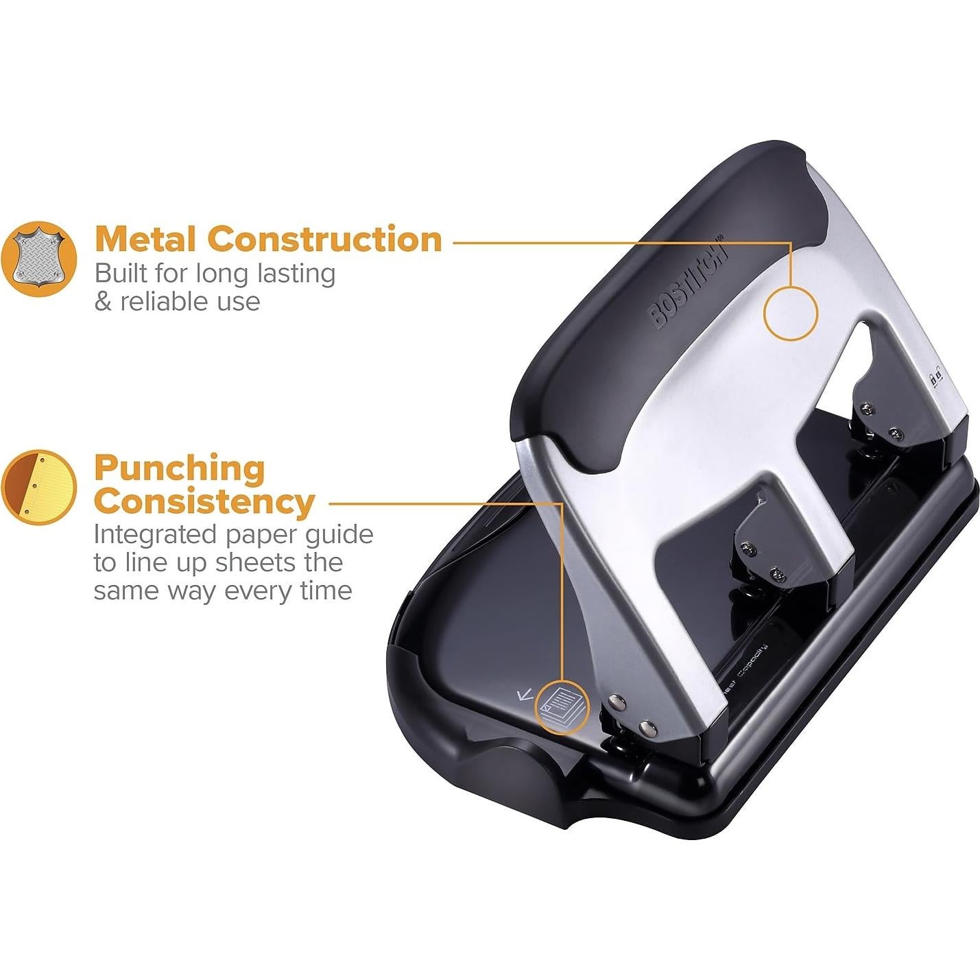 Perforadora de 3 agujeros Bostitch Office HP40, 40 hojas, EZ Squeeze