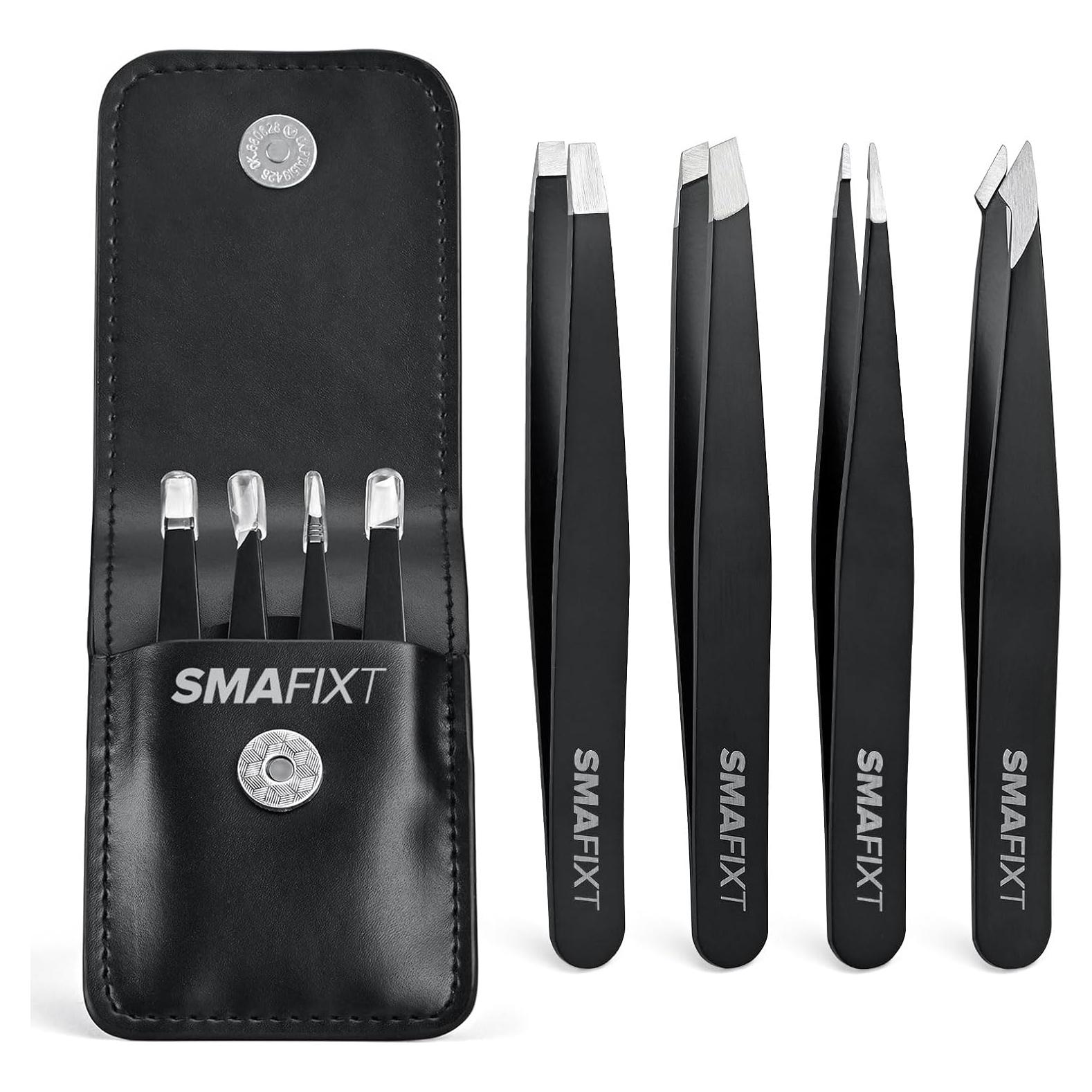 Juego de Pinzas de Cejas Smafixt - 4 Piezas Acero Inoxidable