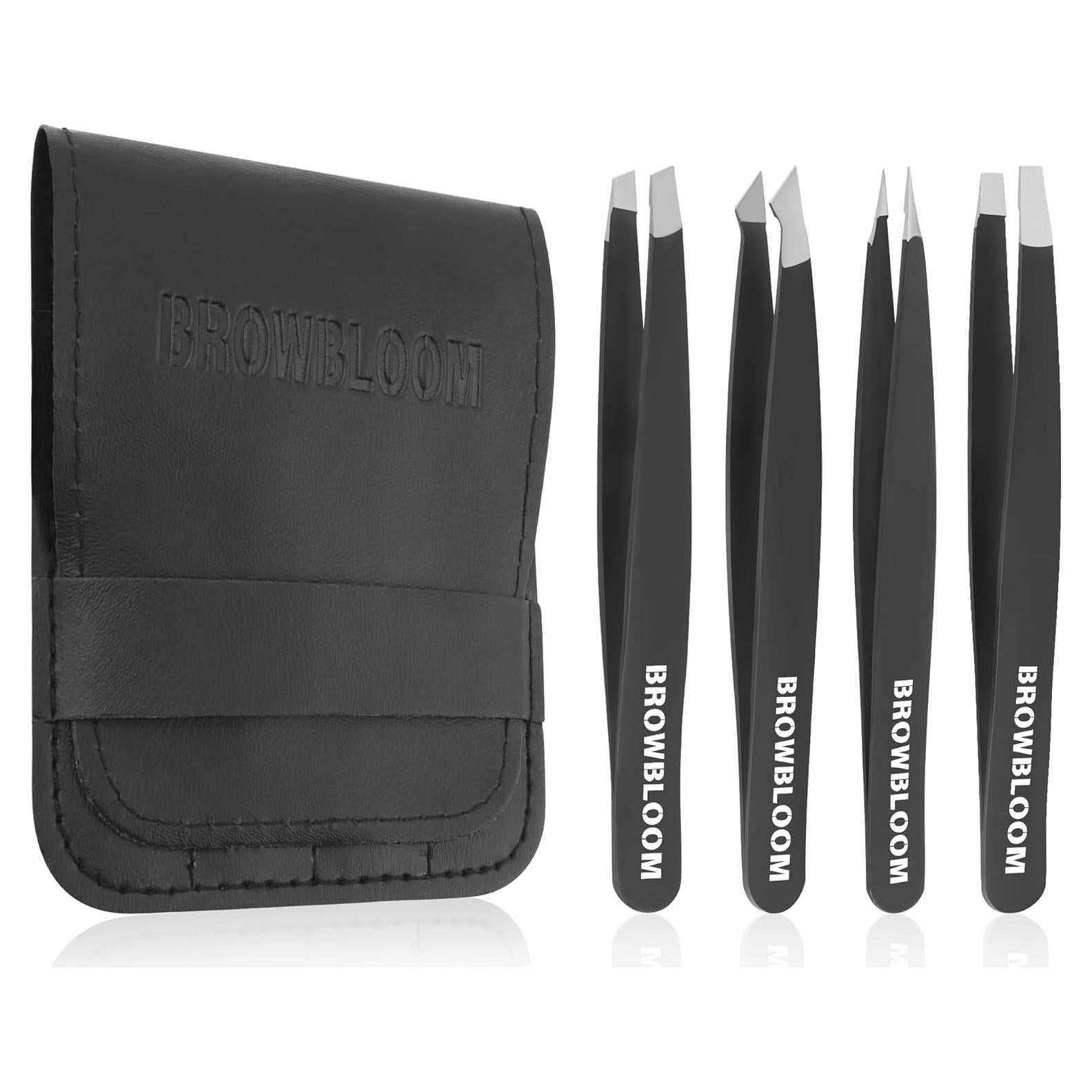 Juego de 4 Pinzas de Acero Inoxidable BROWBLOOM para Vello Facial