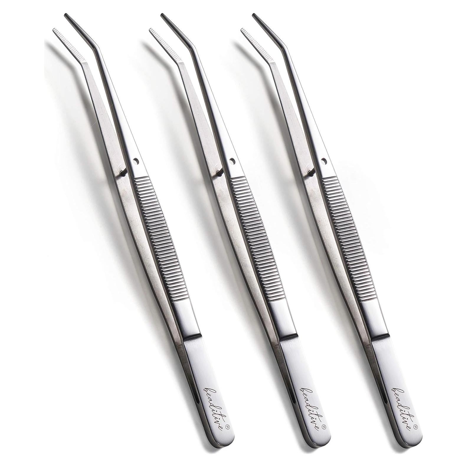 Juego de Pinzas Beaditive 3 Piezas 15 cm Acero Inoxidable Profesional