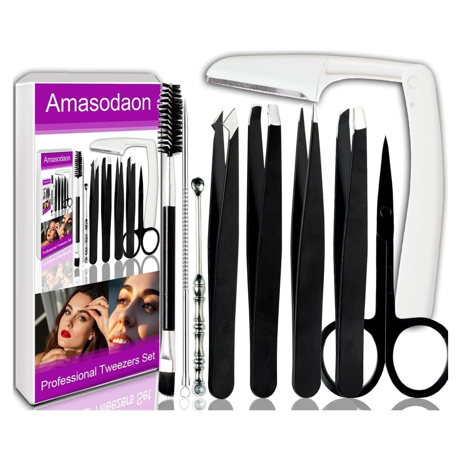 Juego de Pinzas de Acero Inoxidable Amasodaon 10 Piezas