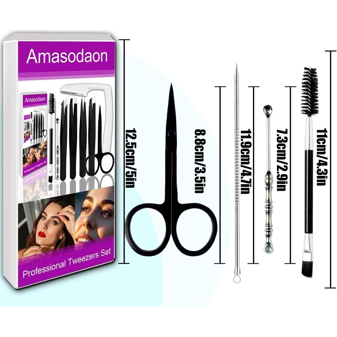 Juego de Pinzas de Acero Inoxidable Amasodaon 10 Piezas