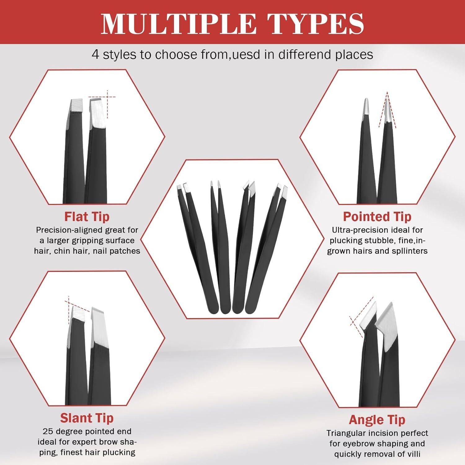 Kit de Pinzas de Precisión Hyxhappy 9 Piezas Acero Inoxidable