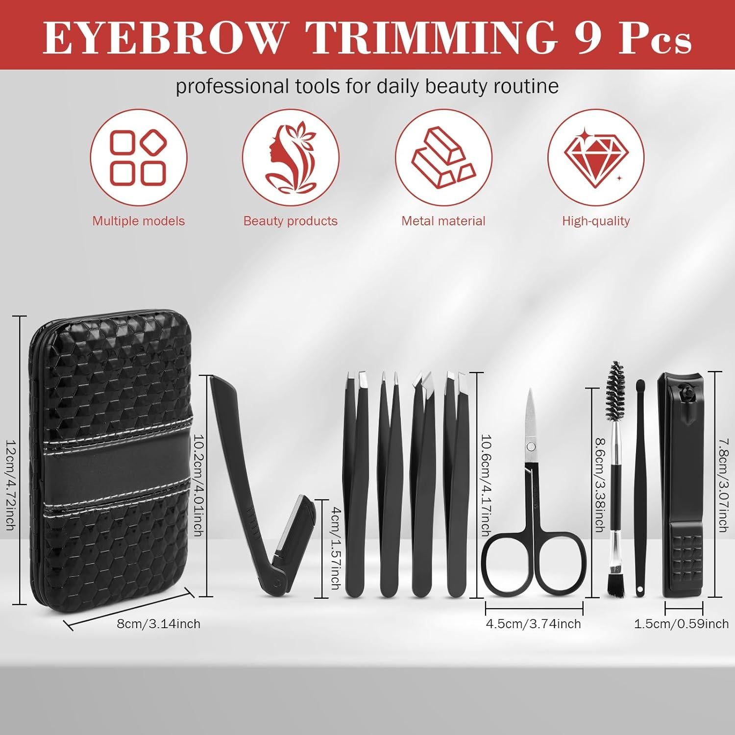 Kit de Pinzas de Precisión Hyxhappy 9 Piezas Acero Inoxidable