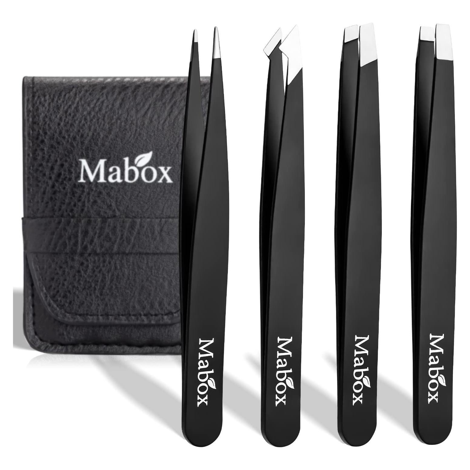 Juego de Pinzas de Precisión Mabox - 4 Piezas Acero Inoxidable