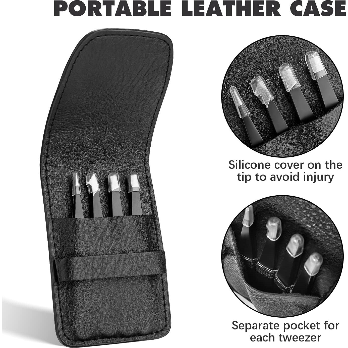 Juego de Pinzas de Precisión Mabox - 4 Piezas Acero Inoxidable