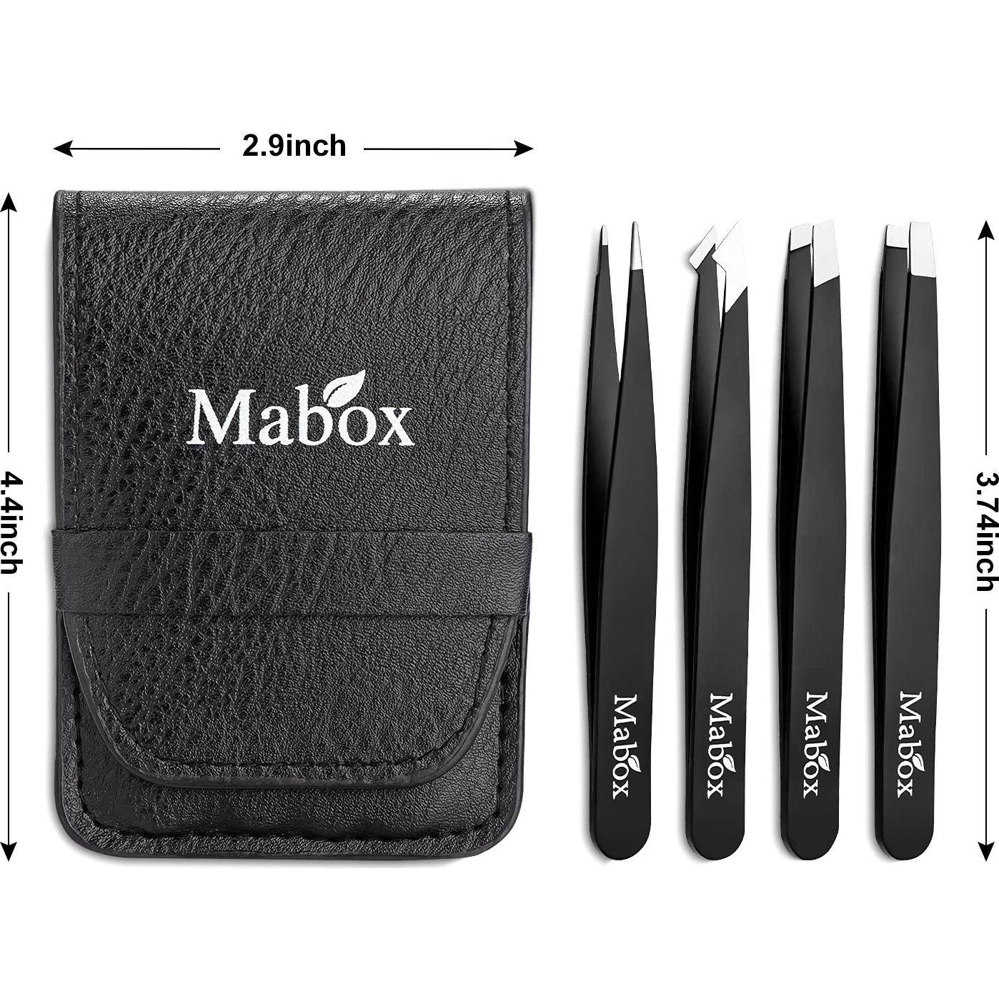 Juego de Pinzas de Precisión Mabox - 4 Piezas Acero Inoxidable