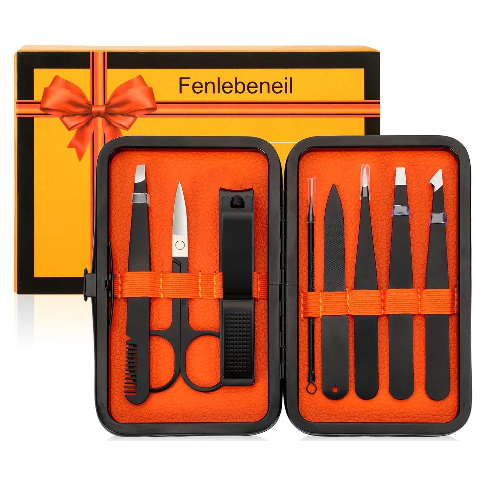 Juego de Pinzas y Cortauñas Fenlebeneil 9 Piezas Acero Inoxidable