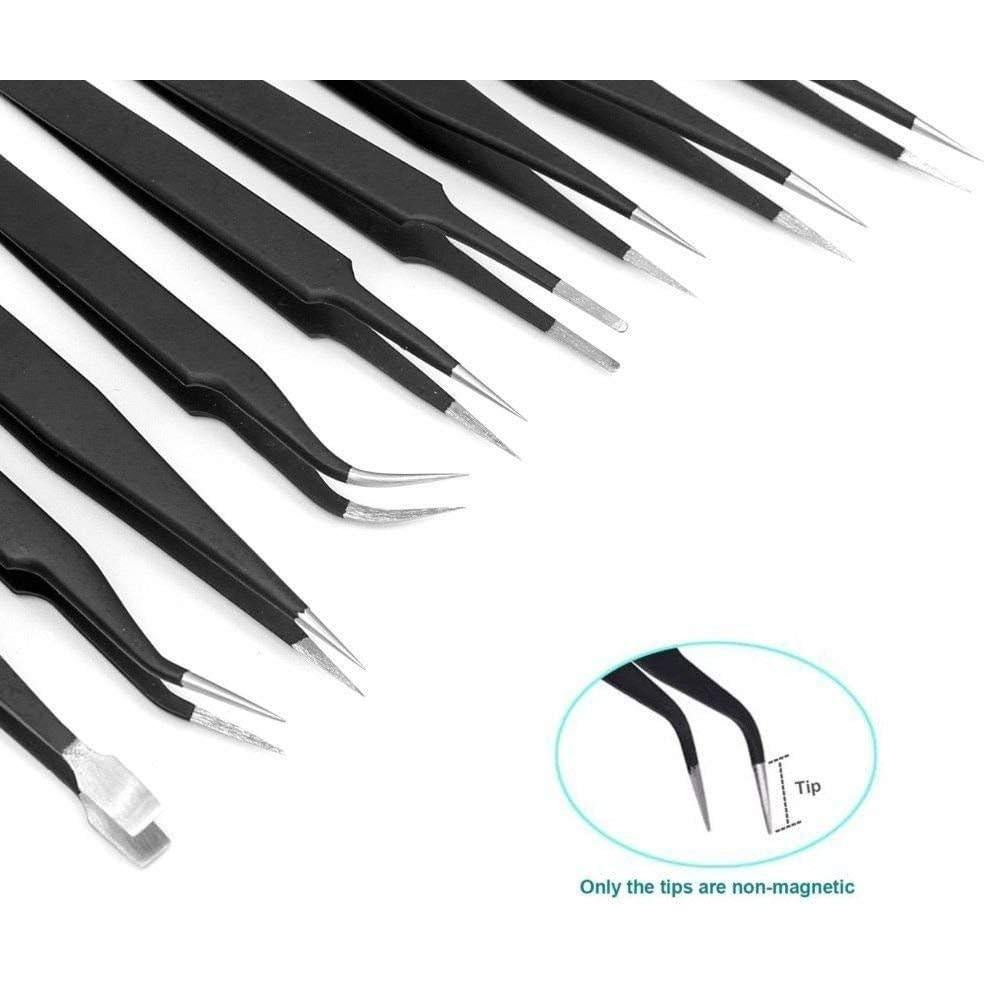 Juego de Pinzas de Precisión ESD Alitamei - 10 Piezas con Bolsa