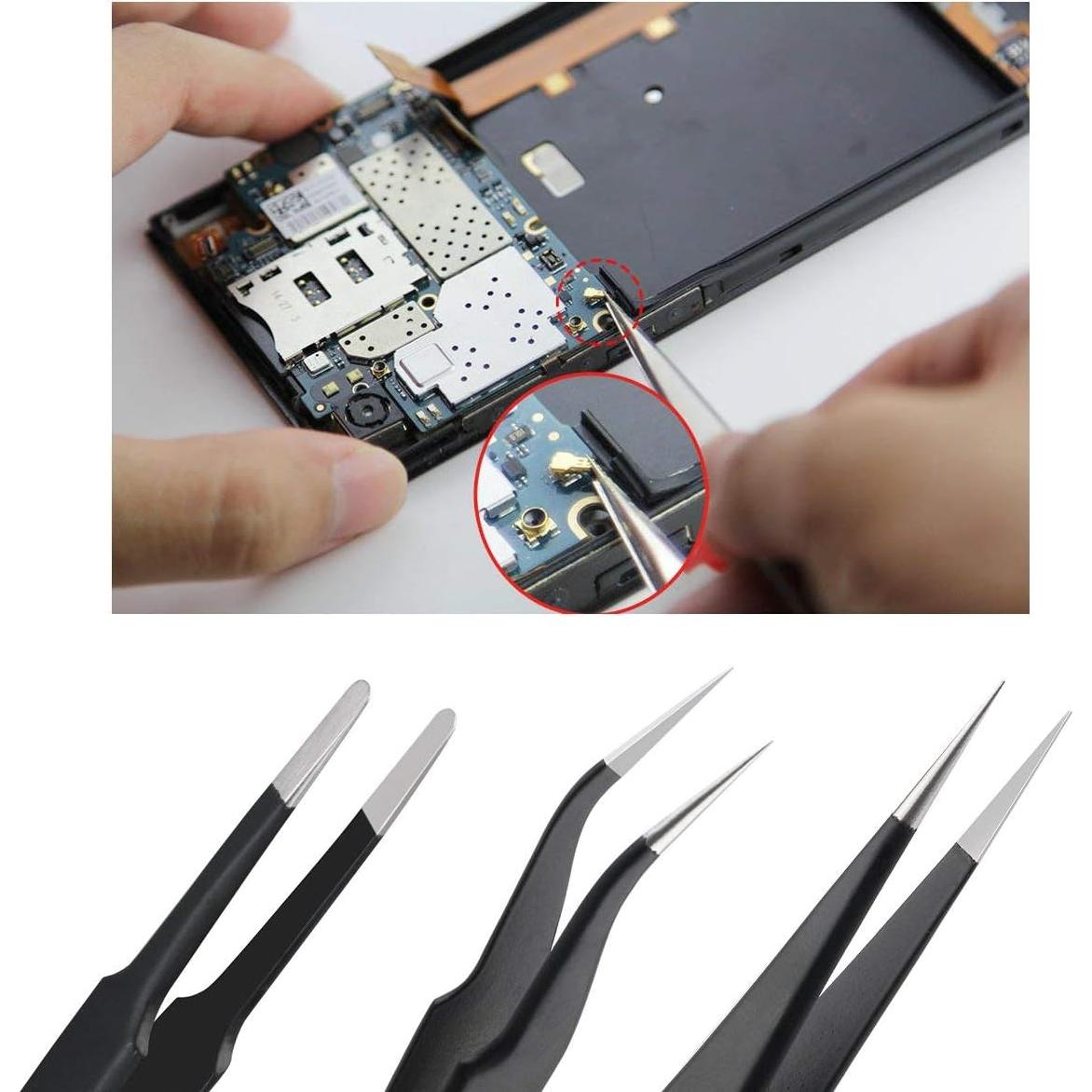 Juego de Pinzas de Precisión ESD Alitamei - 10 Piezas con Bolsa