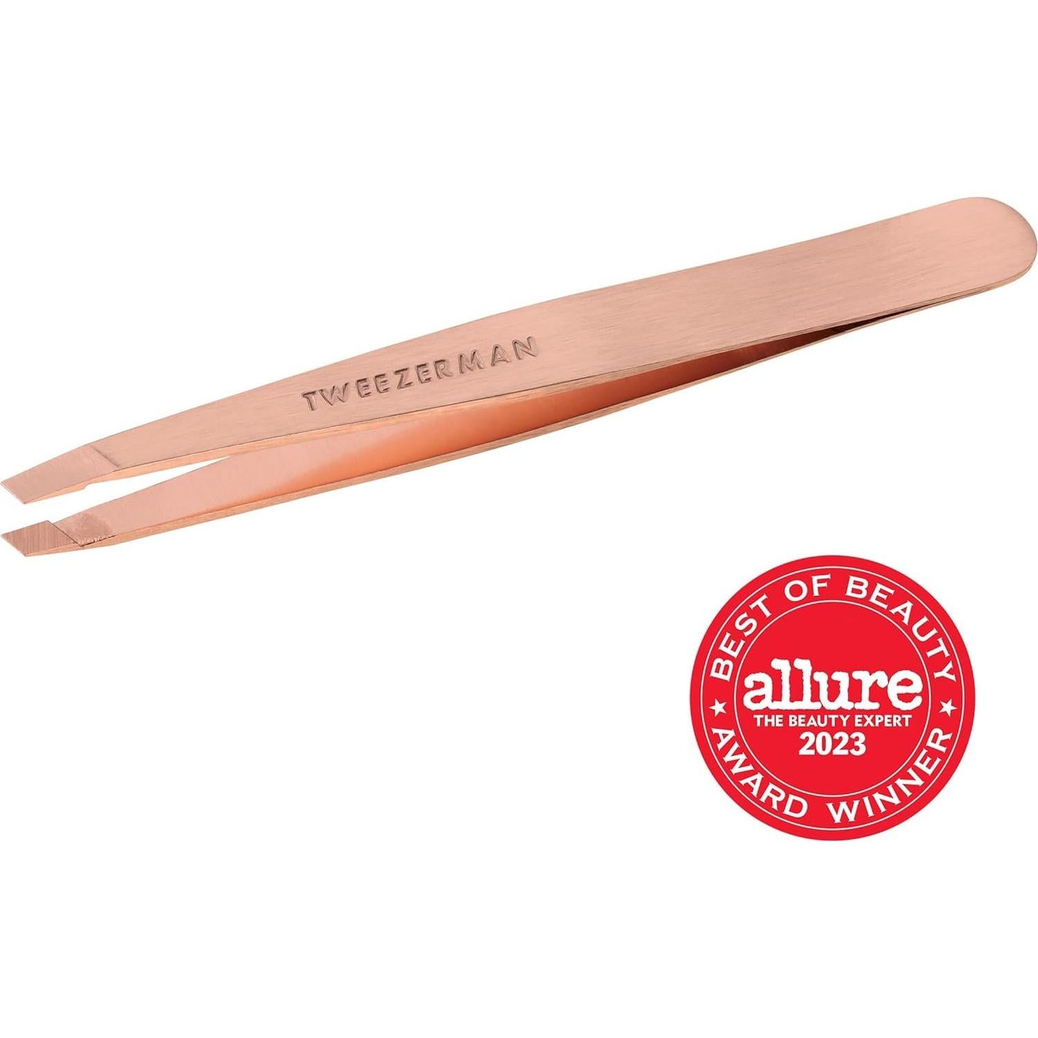 Pinzas de acero inoxidable Tweezerman oro rosa para cejas
