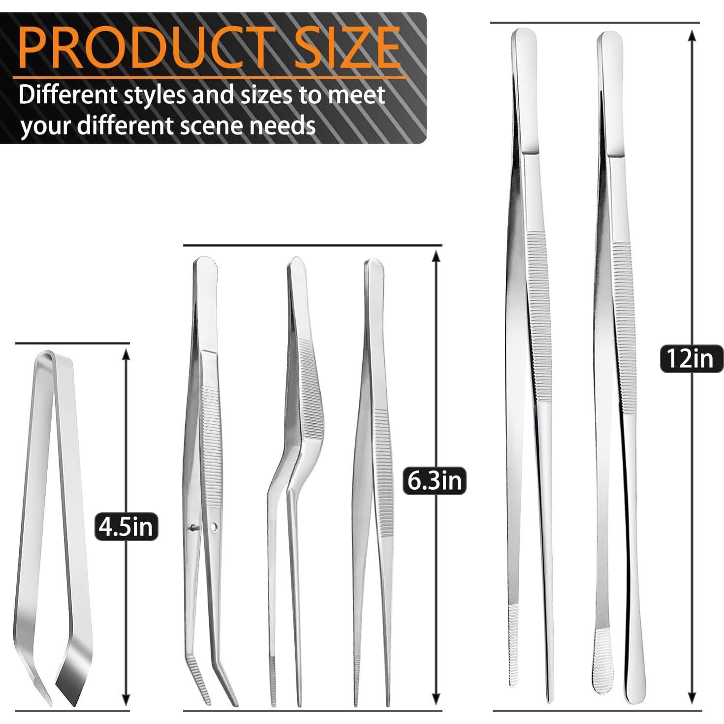 Juego de Pinzas de Cocina JETKONG Acero Inoxidable 6 Pcs 30.48 cm y 16 cm