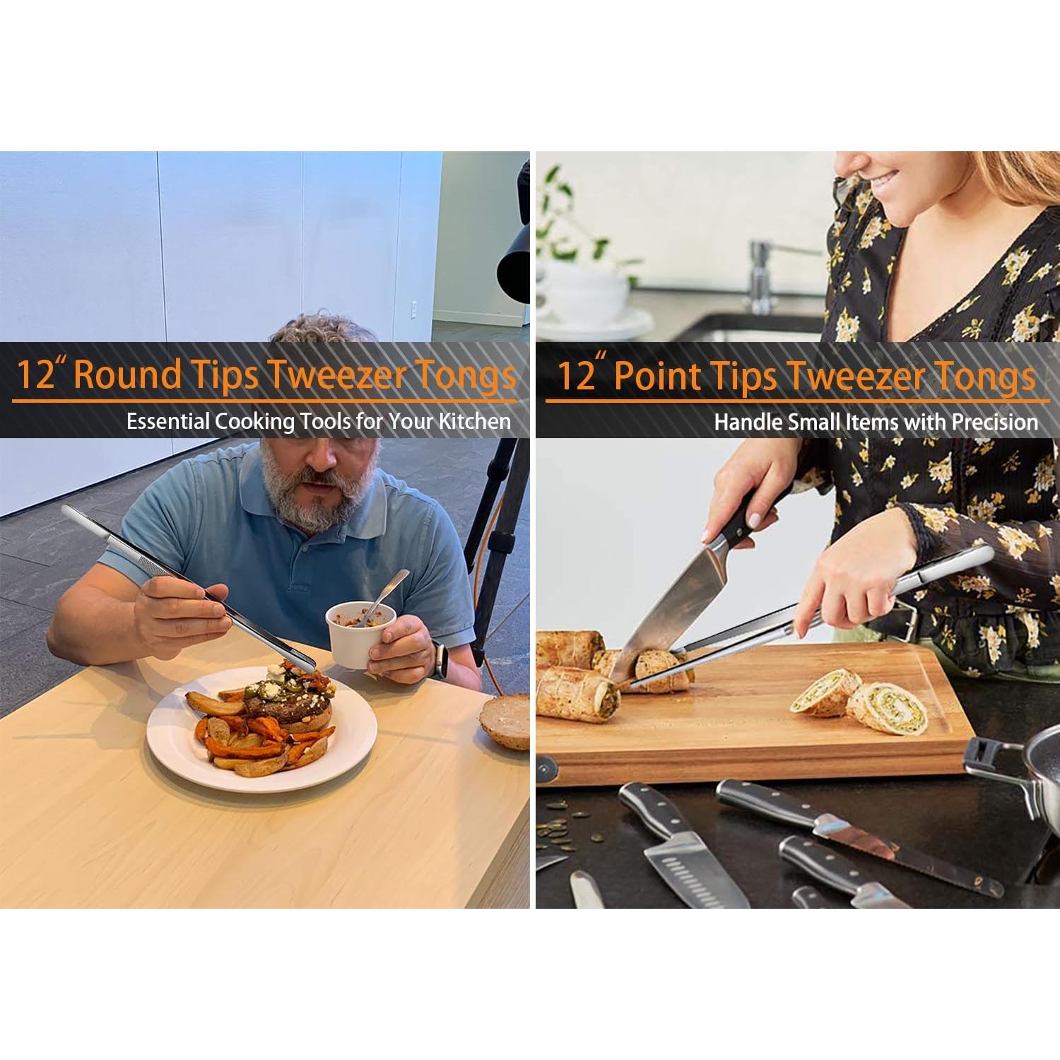 Juego de Pinzas de Cocina JETKONG Acero Inoxidable 6 Pcs 30.48 cm y 16 cm