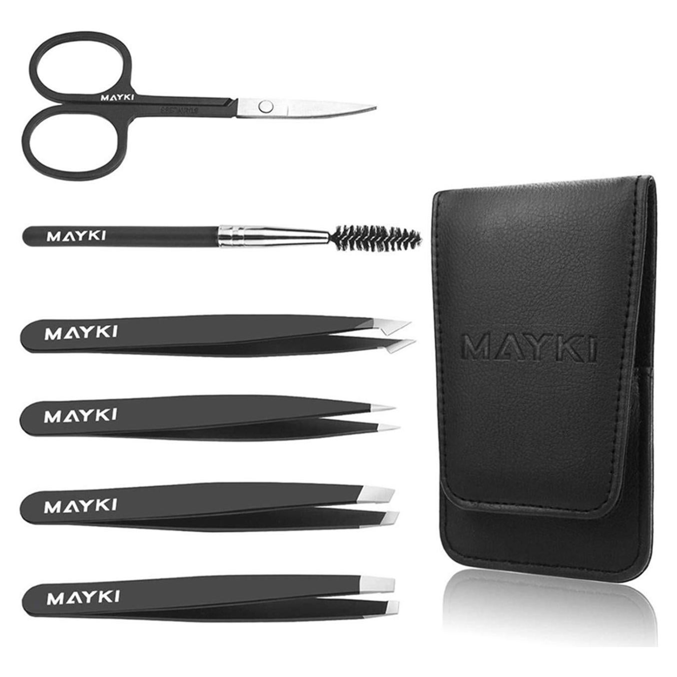 Juego de Pinzas para Cejas 6 PCS MAYKI - Acero Inoxidable
