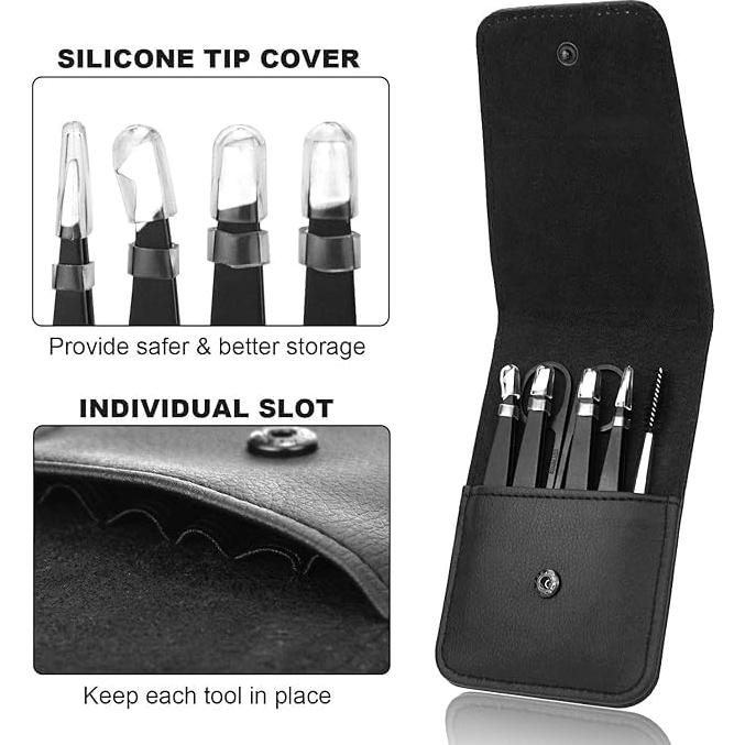 Juego de Pinzas para Cejas 6 PCS MAYKI - Acero Inoxidable