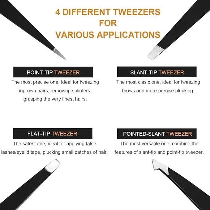 Juego de Pinzas para Cejas 6 PCS MAYKI - Acero Inoxidable