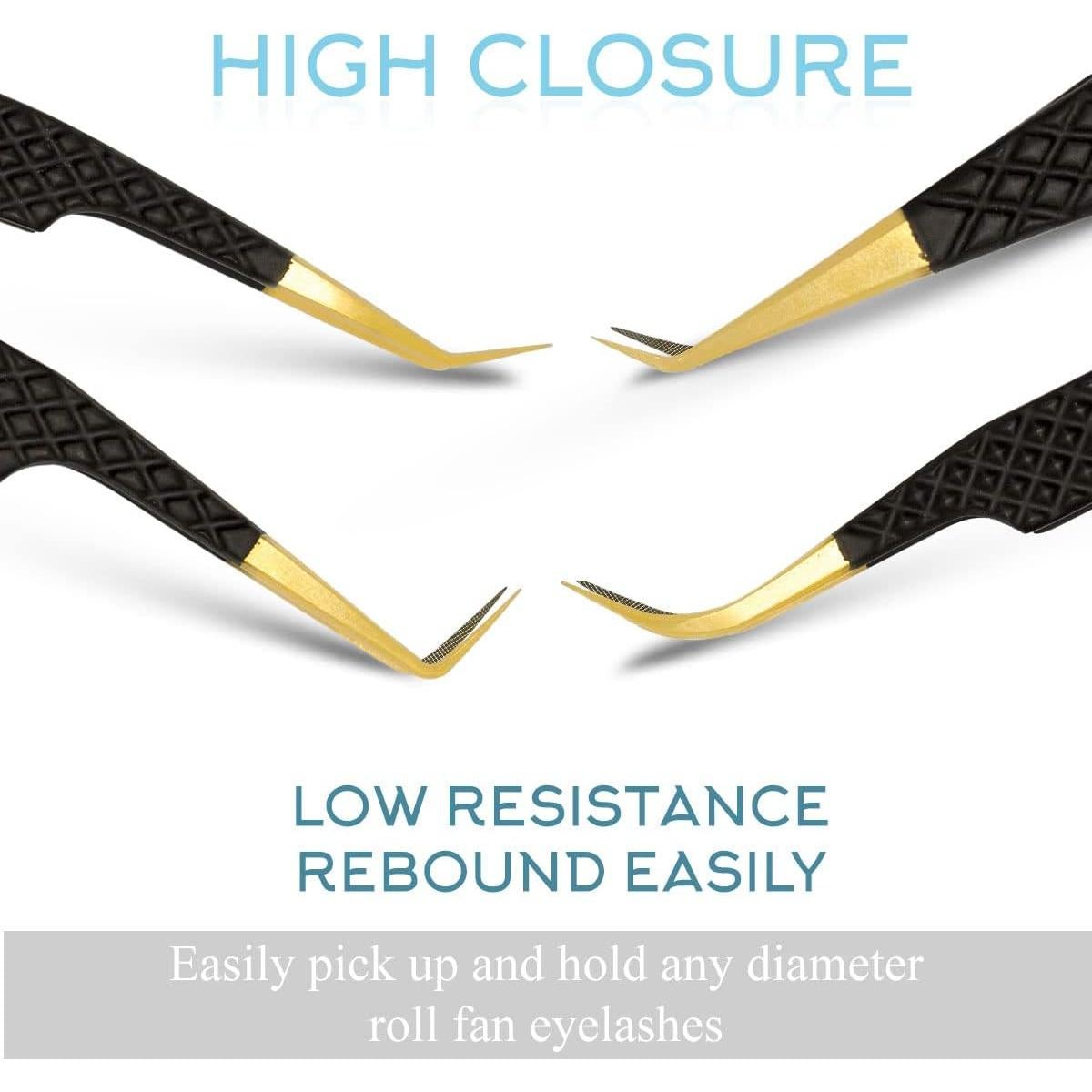 Pinzas de Punta de Fibra SIVOTE Juego de 4 para Pestañas