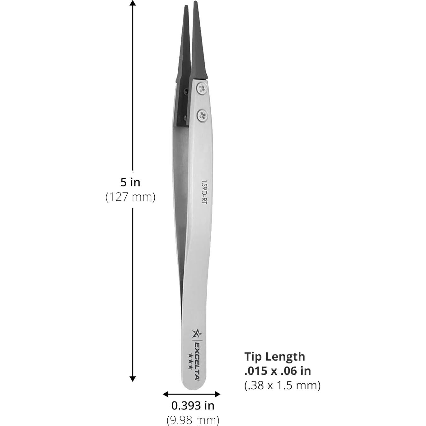 Pinzas de precisión Excelta 159D-RT de fibra de carbono 12.7 cm