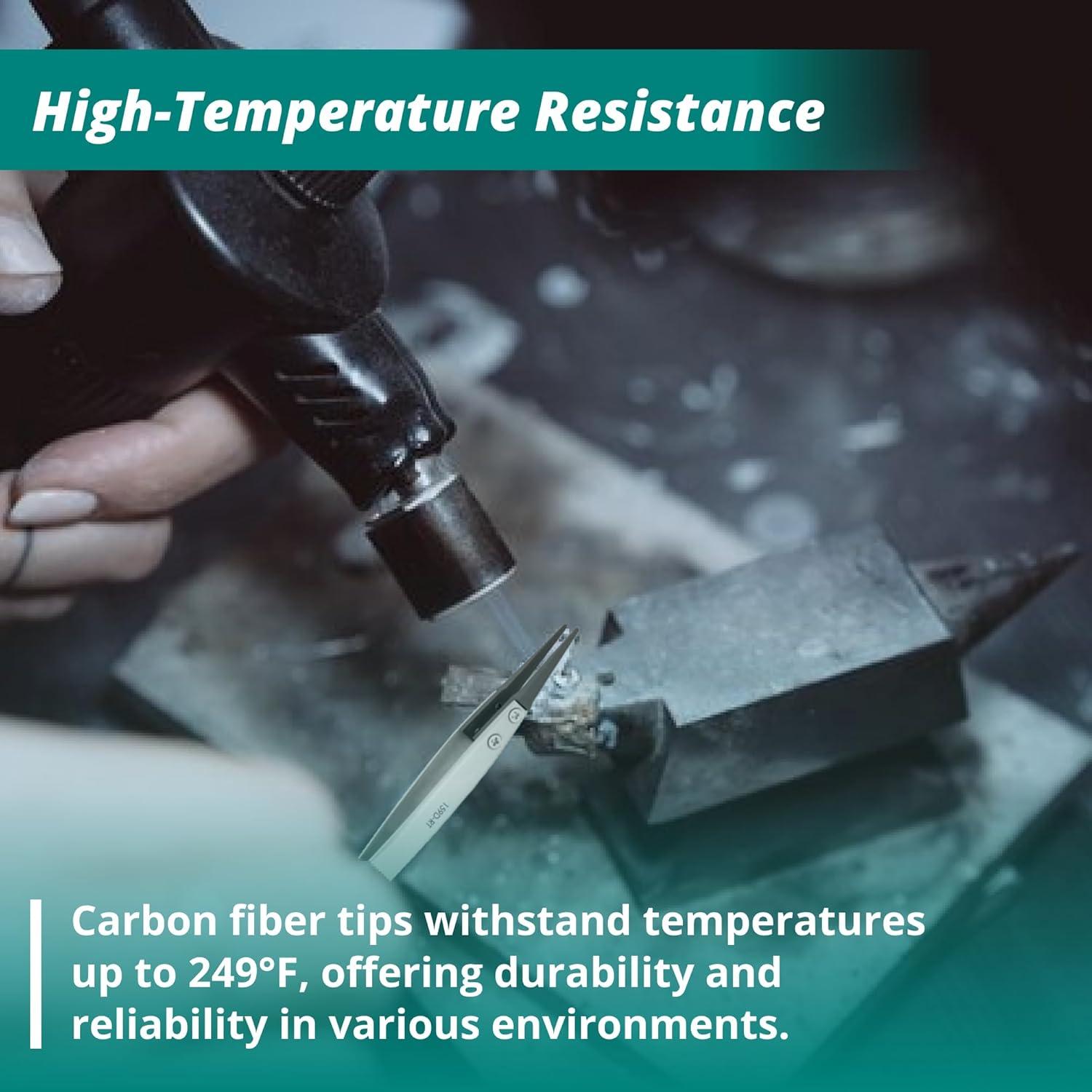 Pinzas de precisión Excelta 159D-RT de fibra de carbono 12.7 cm