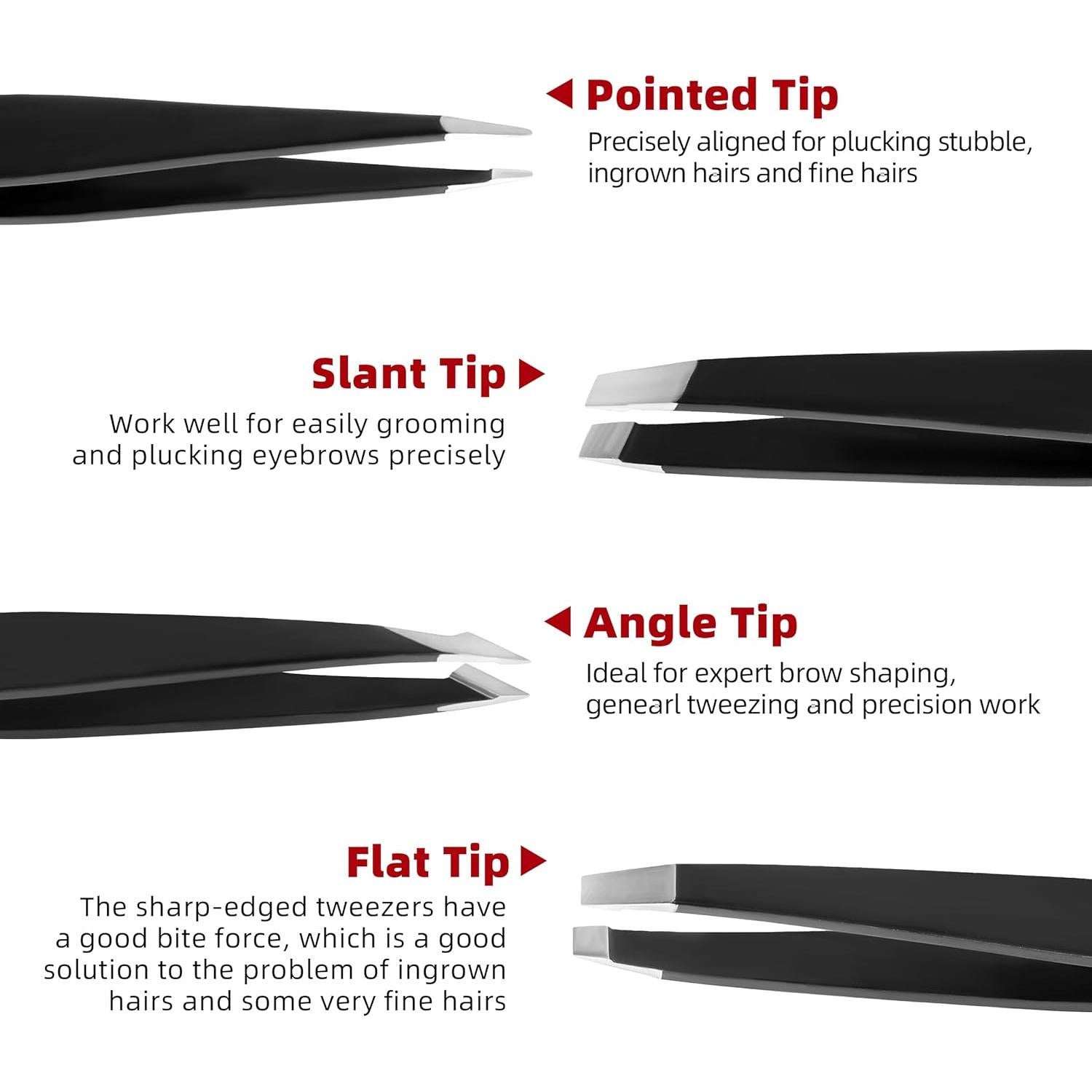 Juego de Pinzas de Precisión YMHB - 4 Piezas Acero Inoxidable