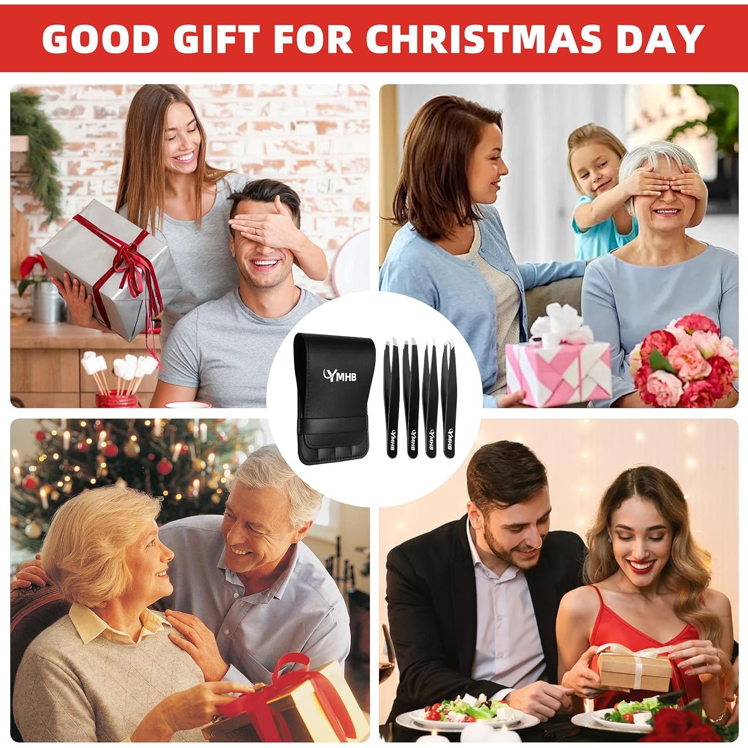 Juego de Pinzas de Precisión YMHB - 4 Piezas Acero Inoxidable