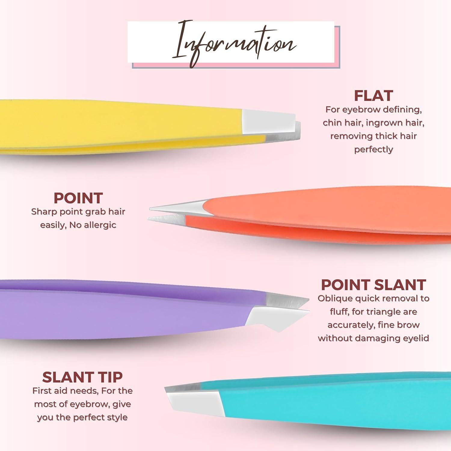 Juego de 4 Pinzas de Precisión SIVOTE Acero Inoxidable Pastel