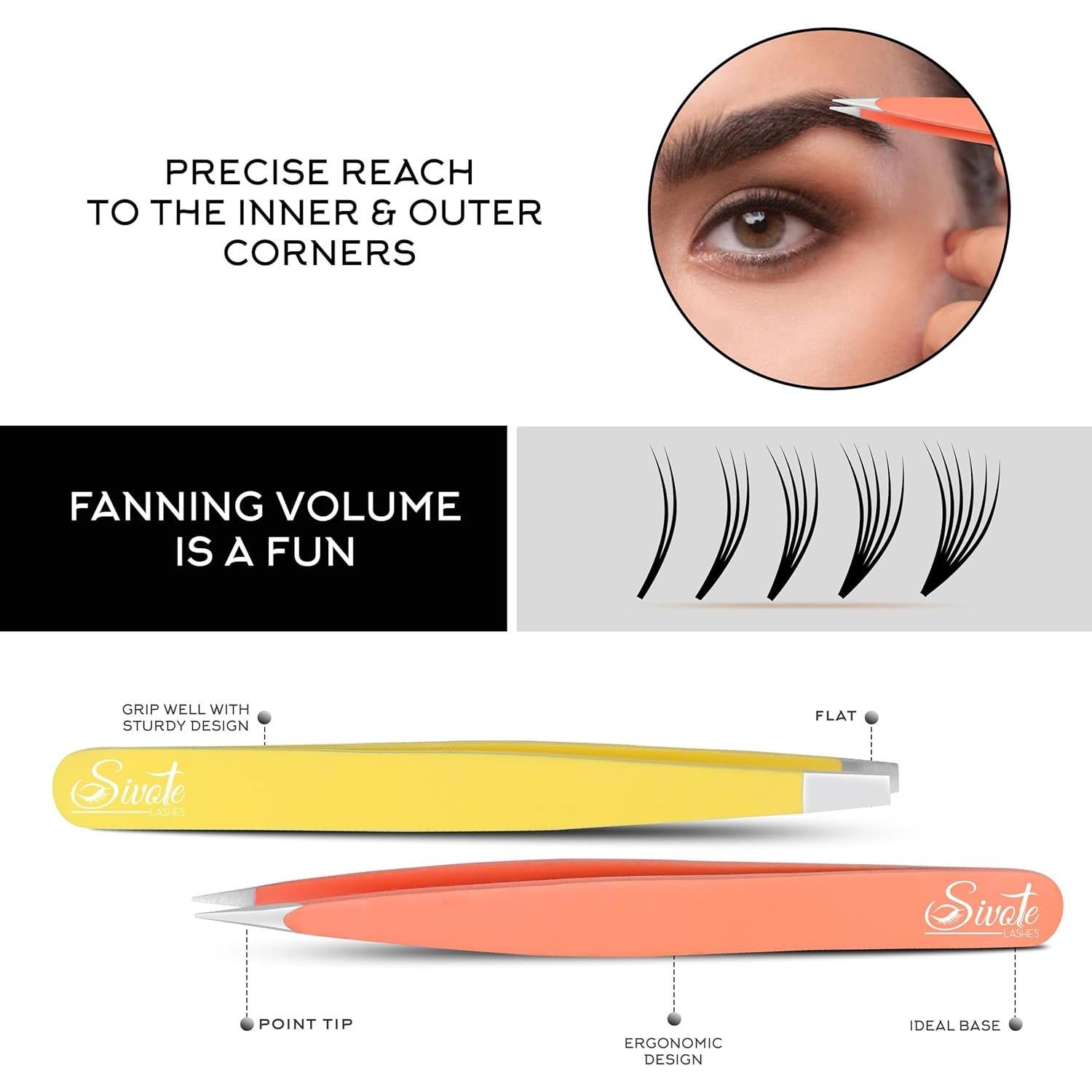 Juego de 4 Pinzas de Precisión SIVOTE Acero Inoxidable Pastel