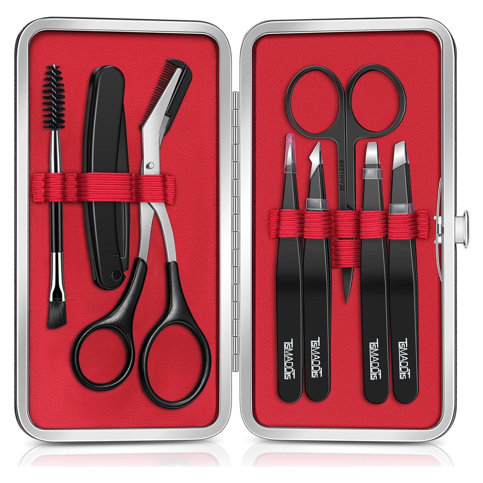 Kit de Cejas TsMADDTs 8 en 1 con Tijeras, Pinzas y Afeitadora
