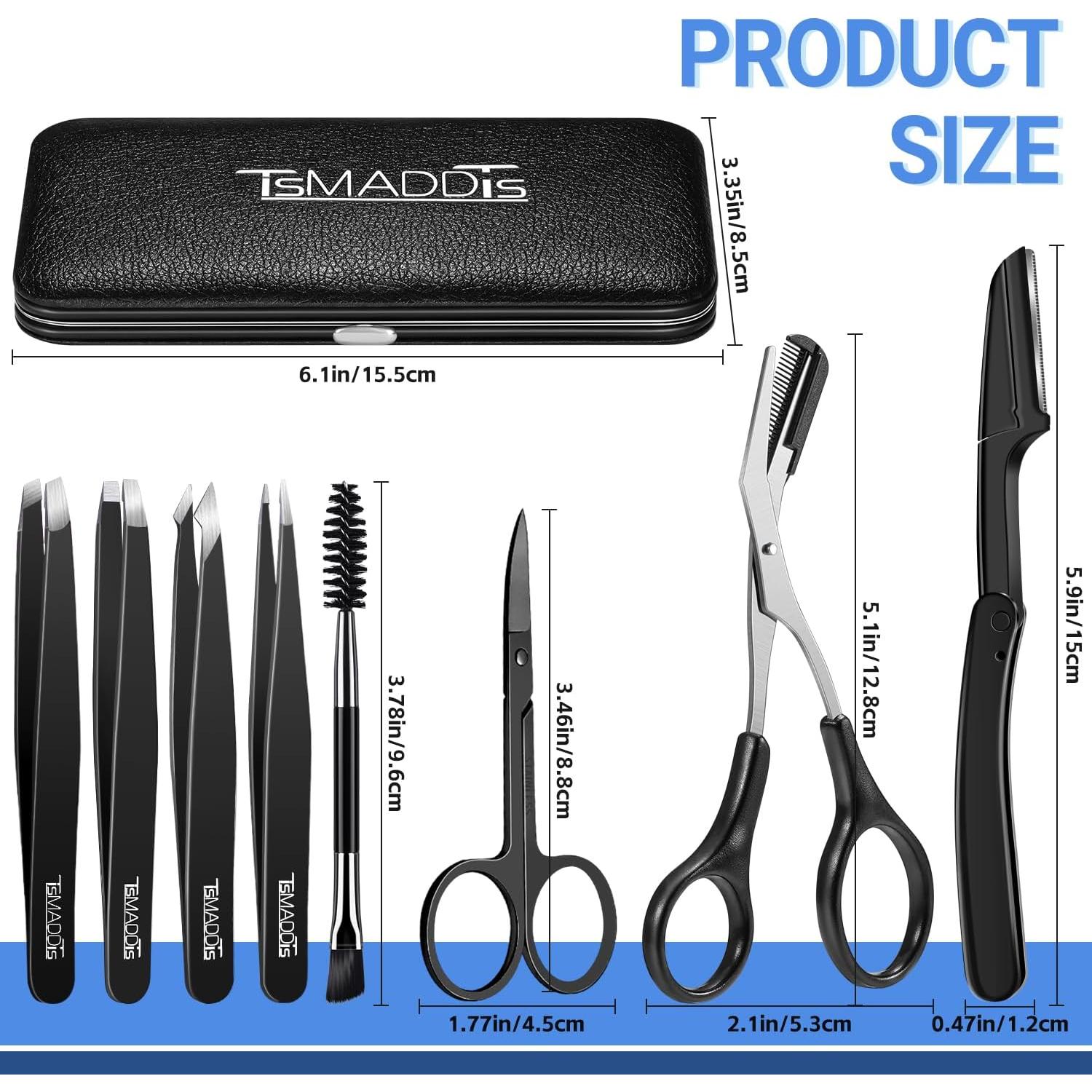 Kit de Cejas TsMADDTs 8 en 1 con Tijeras, Pinzas y Afeitadora