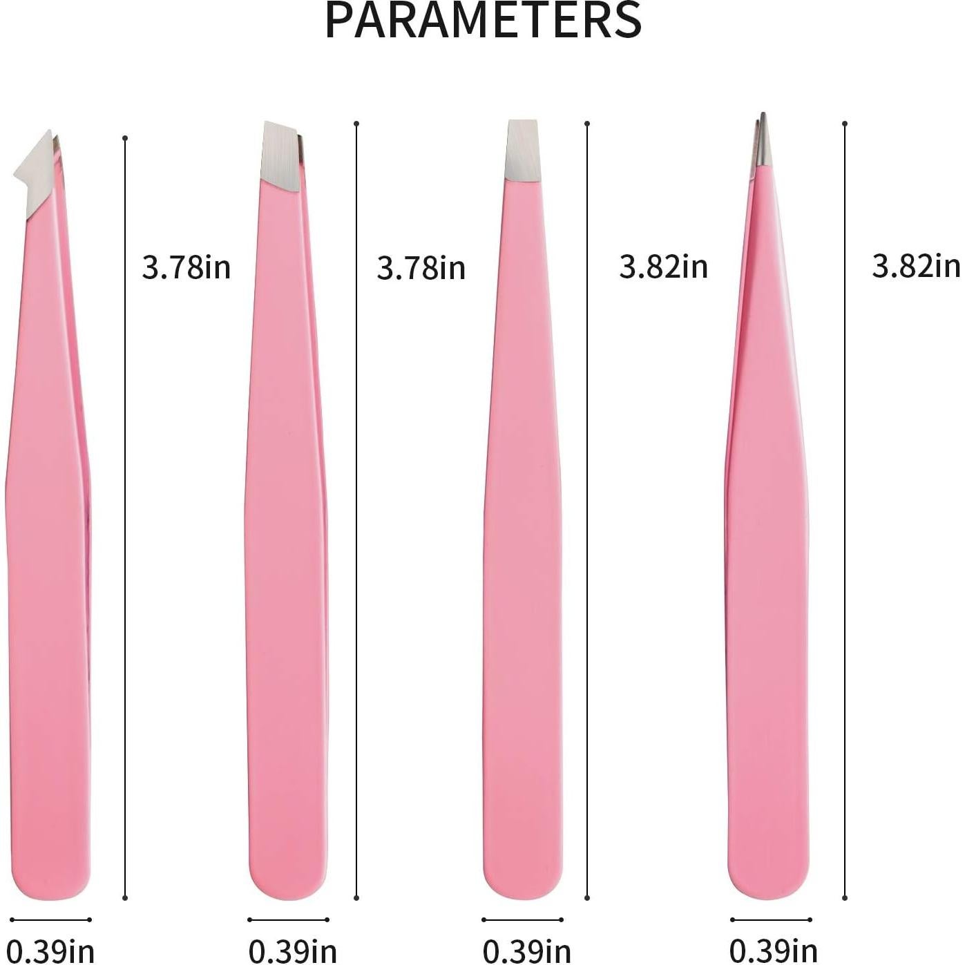 Juego de Pinzas de Acero Inoxidable Tirdkid 4 Piezas Rosa