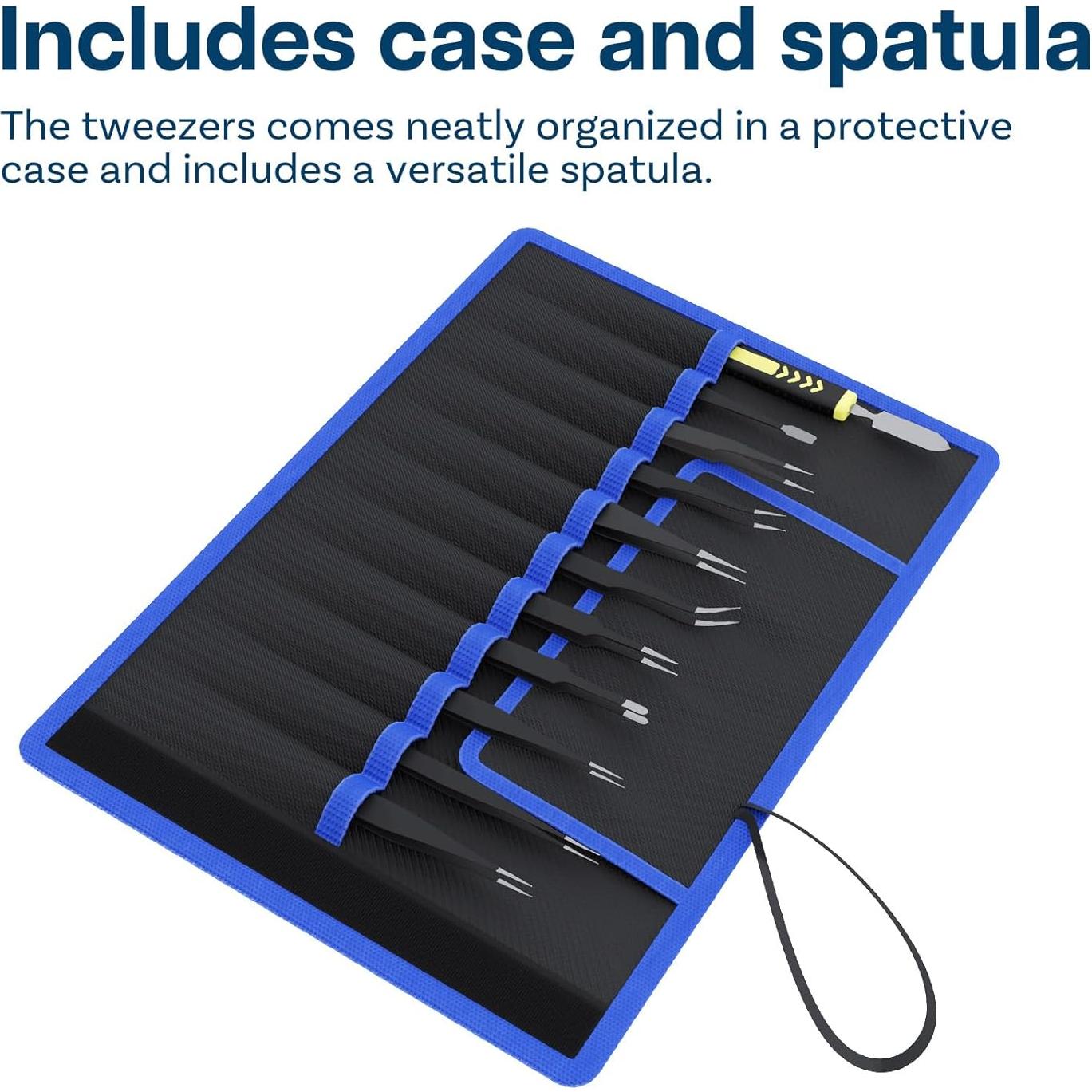 Juego de 10 Pinzas de Precisión ESD MMOBIEL con Estuche