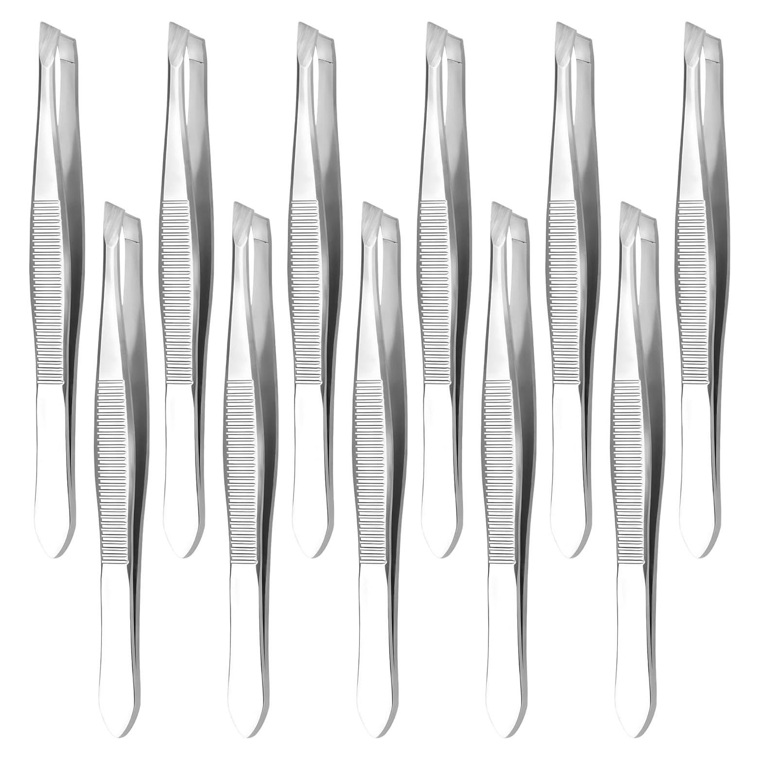 Juego de 12 Pinzas de Acero Inoxidable HYQO para Cejas