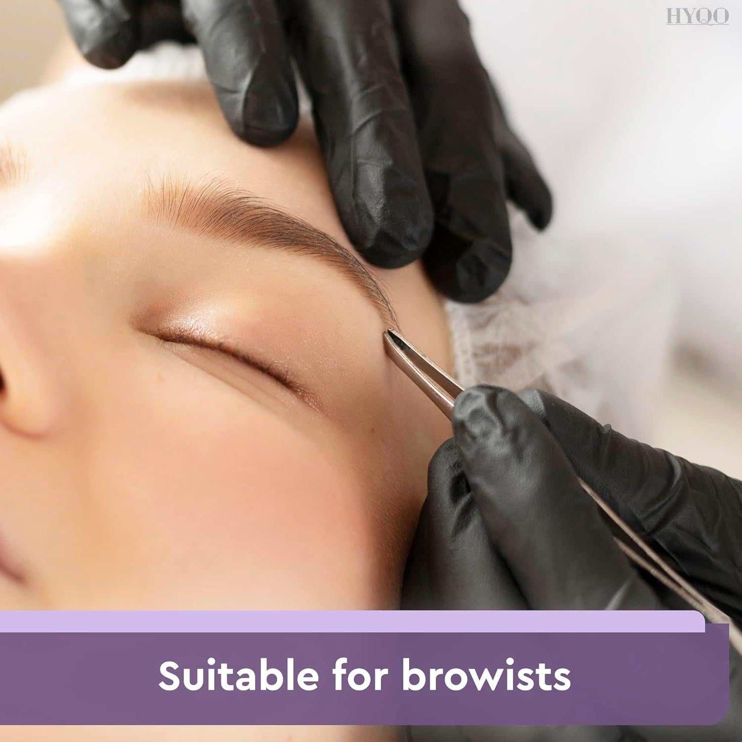 Juego de 12 Pinzas de Acero Inoxidable HYQO para Cejas