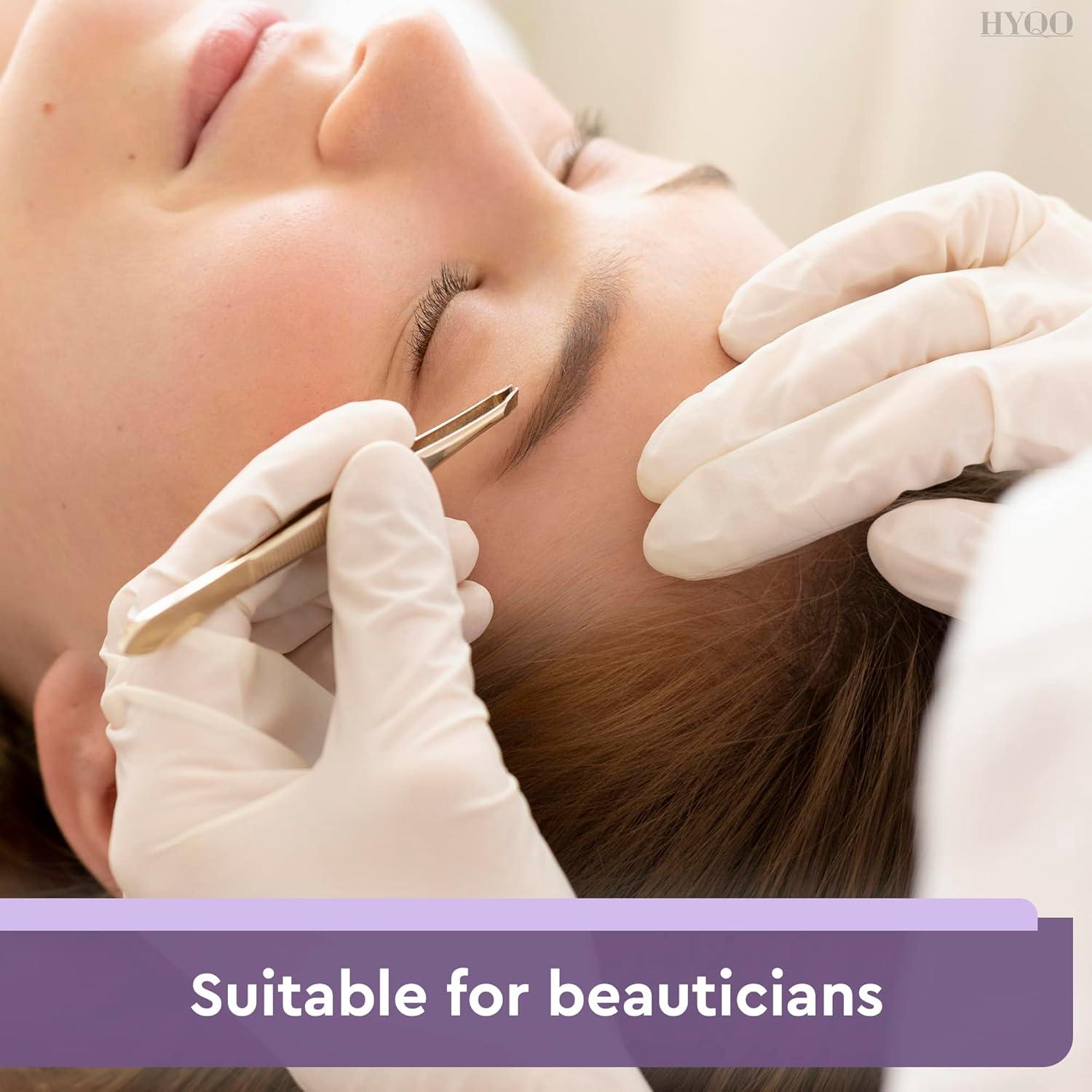 Juego de 12 Pinzas de Acero Inoxidable HYQO para Cejas