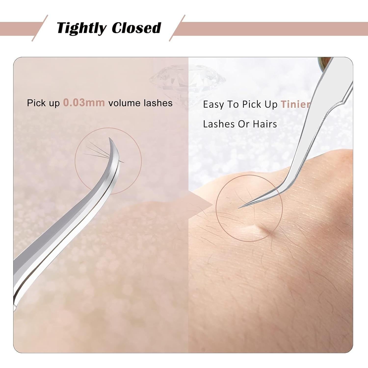 Pinzas para Extensiones de Pestañas LANKIZ Acero Inoxidable Oro Rosa