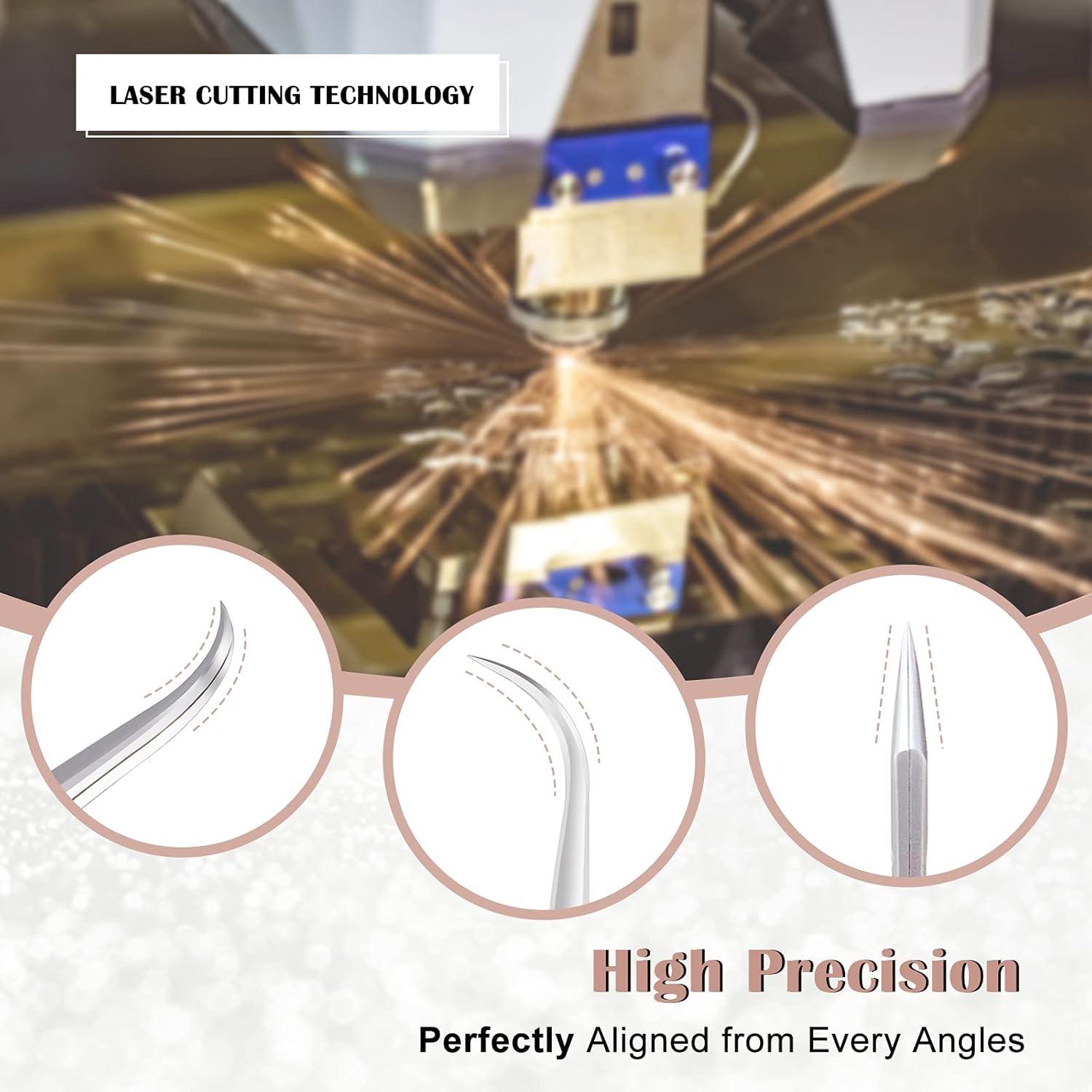 Pinzas para Extensiones de Pestañas LANKIZ Acero Inoxidable Oro Rosa