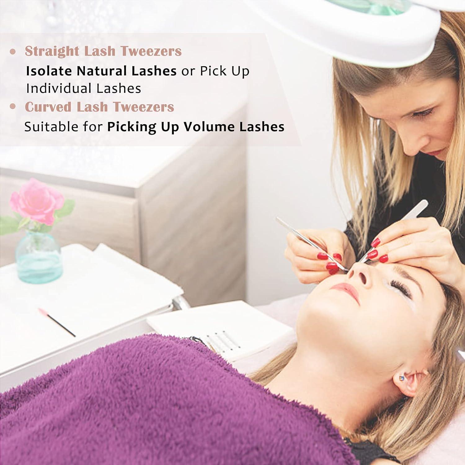 Pinzas para Extensiones de Pestañas LANKIZ Acero Inoxidable Oro Rosa