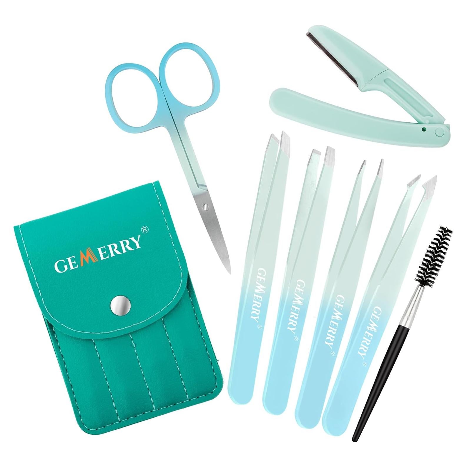 Juego de Pinzas para Cejas GEMERRY 7 Pcs Acero Inoxidable
