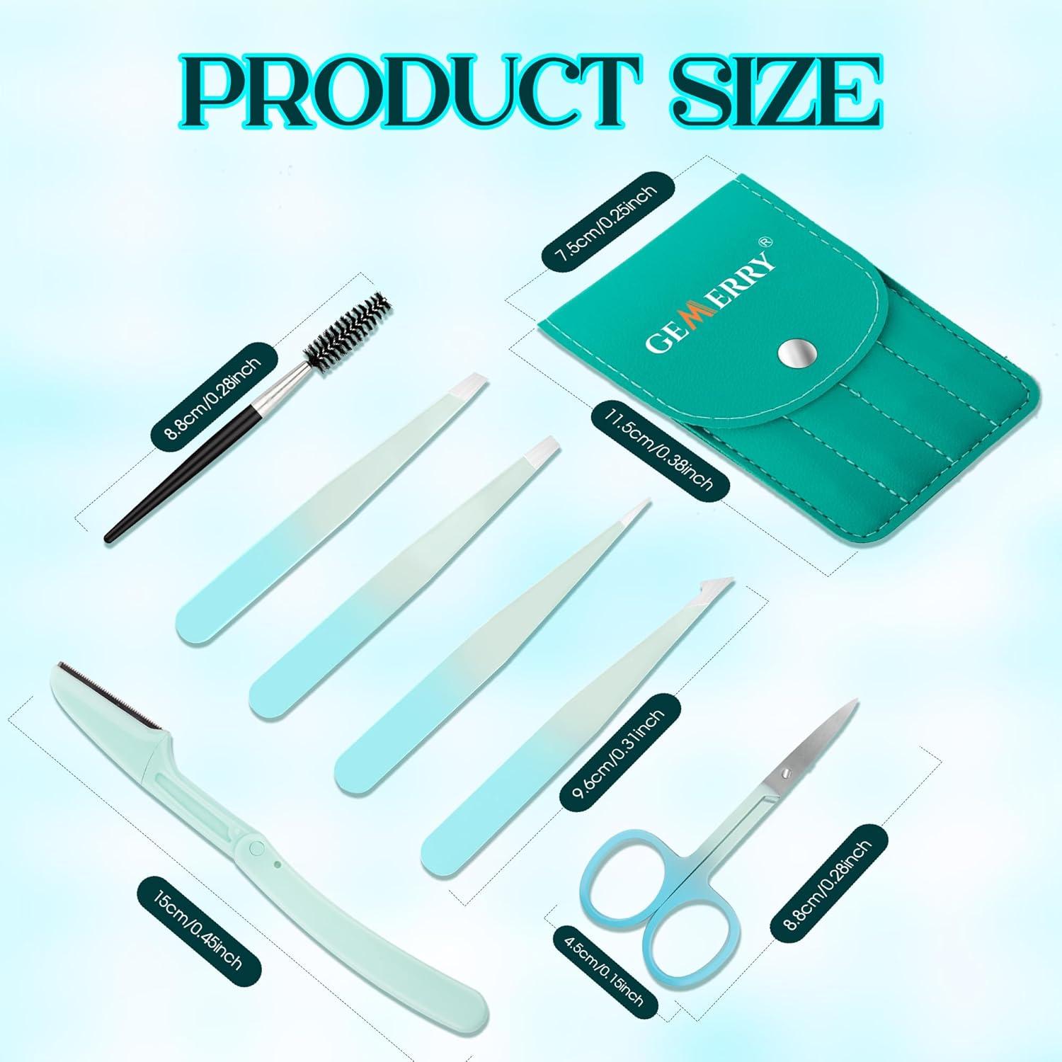 Juego de Pinzas para Cejas GEMERRY 7 Pcs Acero Inoxidable